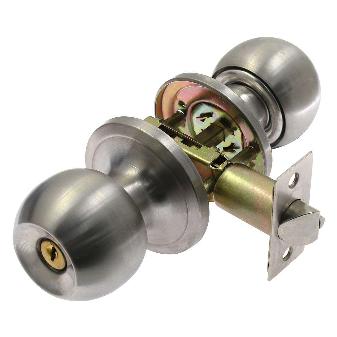 BTMB Ball Shaped Door Knobs Entry Door Knobs Lock Stainless Steel Keyed Entry Door Lock with 2 Keys(For doors thicknes:1-49/64 inch to 2-9/16 inch/45mm to 65mm)-1pc 1