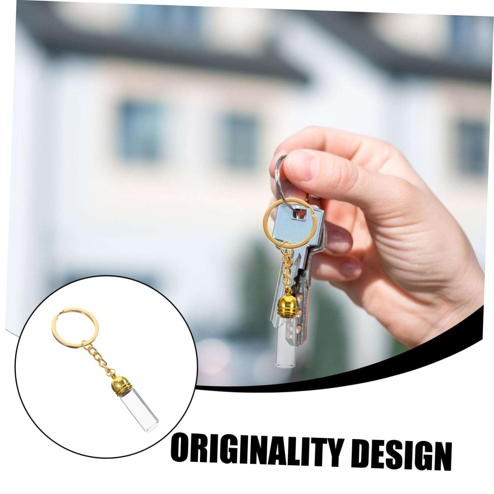 LIFKOME Glass Bottle Pendant Perfumes Key Fob Keychain Decor Perfume Bottles Empty Refillable Mini Perfume Refillable Bottle Keychain Pendant Travel Zinc Alloy Small Perfume Portable 3