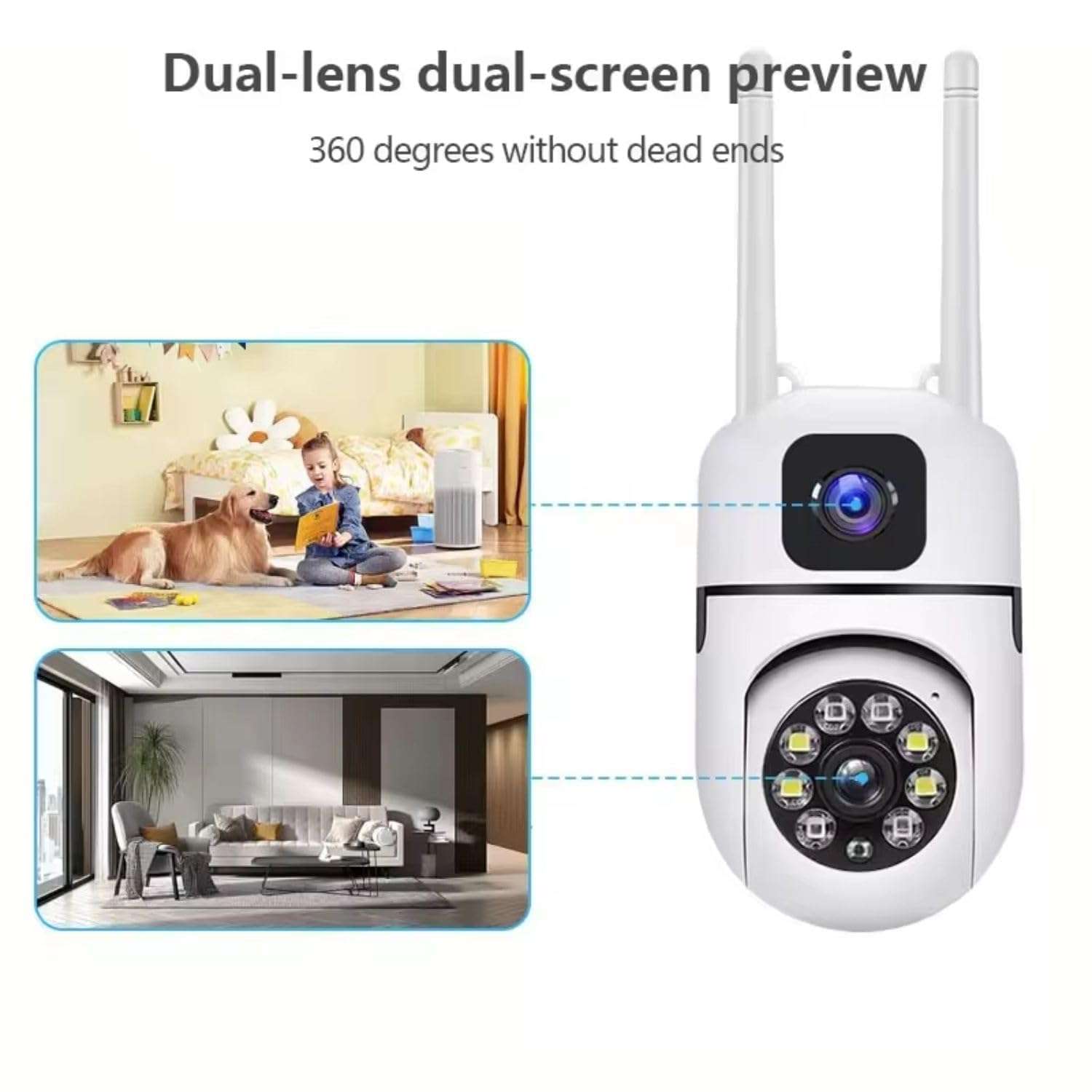 DDLC 4+4MP Dual Lens Mini Ptz CCTV Camera | 360 Degree Security WiFi Camera | Color Night Vision | Motion Tracking | Two Way Audio | Wireless Security Camera for Home (Dual Lens Mini PTZ) 3