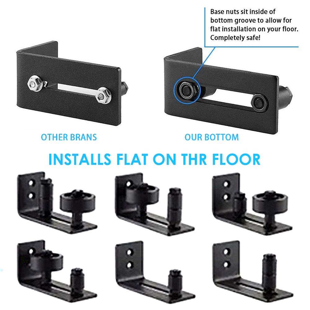 Barn Door Hardware, Multi-Function Sliding Barn Door, Adjustable Floor Guide Roller, Floor and Door Panel Non-Damage, Fits Barn Doors Up to 8.4 cm 4