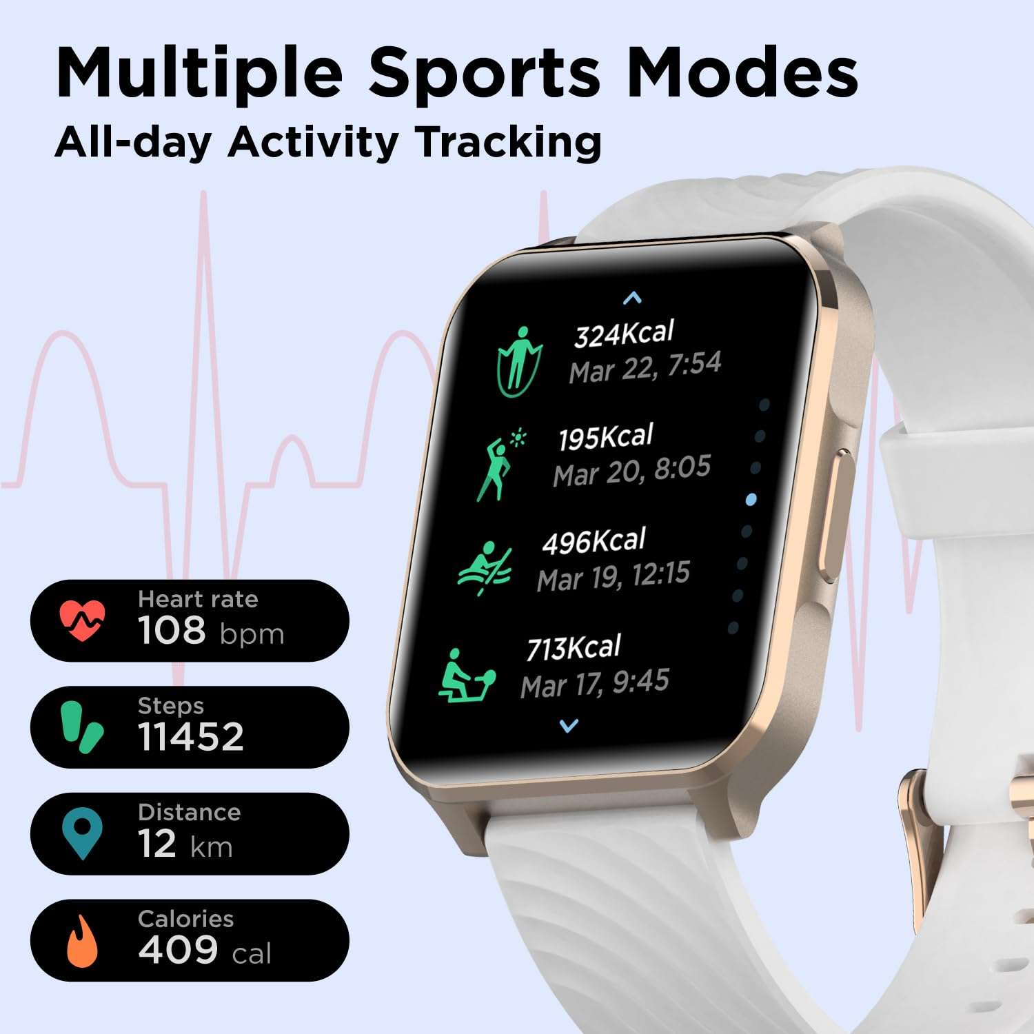 Motorola Moto Watch 70 - Health and Fitness Bluetooth Smartwatch for Every Day Wear, Advanced Health Features, Up to 10 Days Battery Life - Compatible with Android and iOS - Rose Gold 2