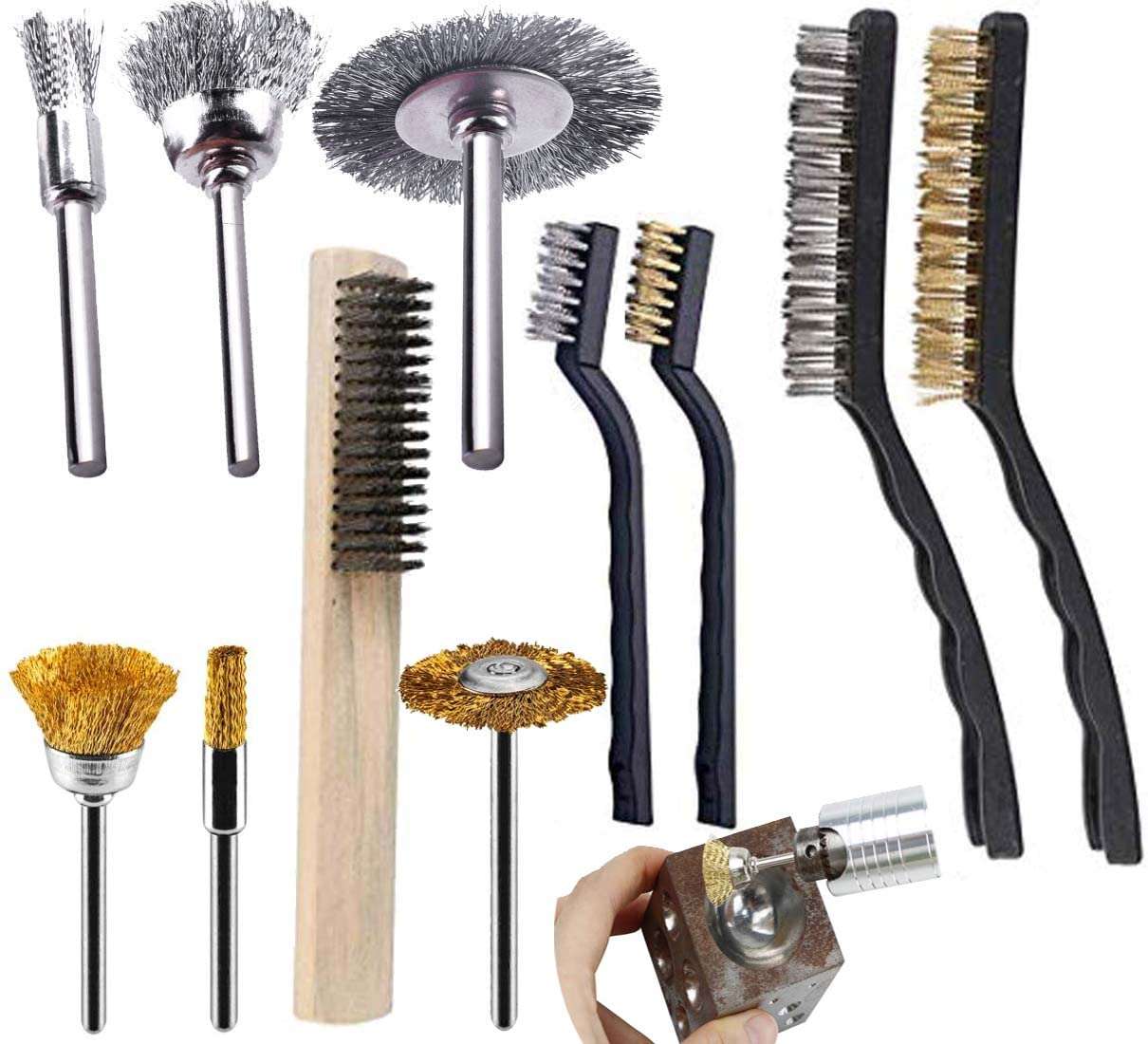 DIY Crafts Wire Brush with Carb Cleaner Set, Metal Wire Brush Set for Car Detailing Cleaning Brass Brush Steel Brush Brush Tool Kits (Multi Colour, 24) 1