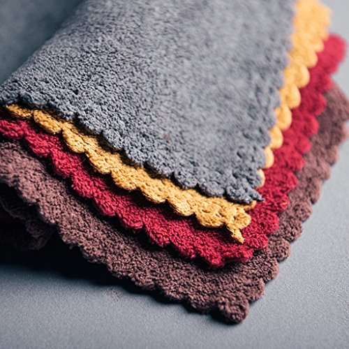 Hansi Absorbent Cotton Dish Drying Towel Rack Drainer Kitchen Sink Towel Yellow 2