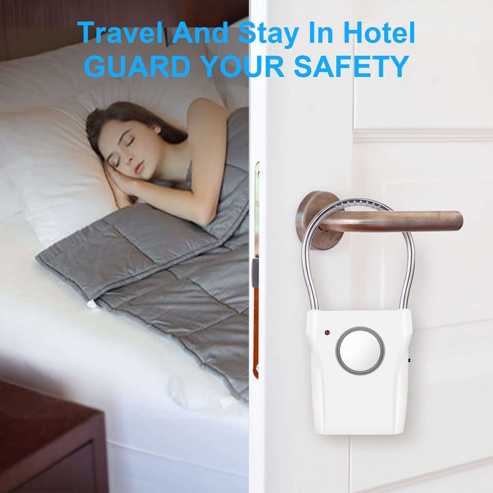 JIAN BOLAND Door Handle Alarm - 120DB Audible Alarm, Vibration Triggered Security for Home, Travel & Apartment 6