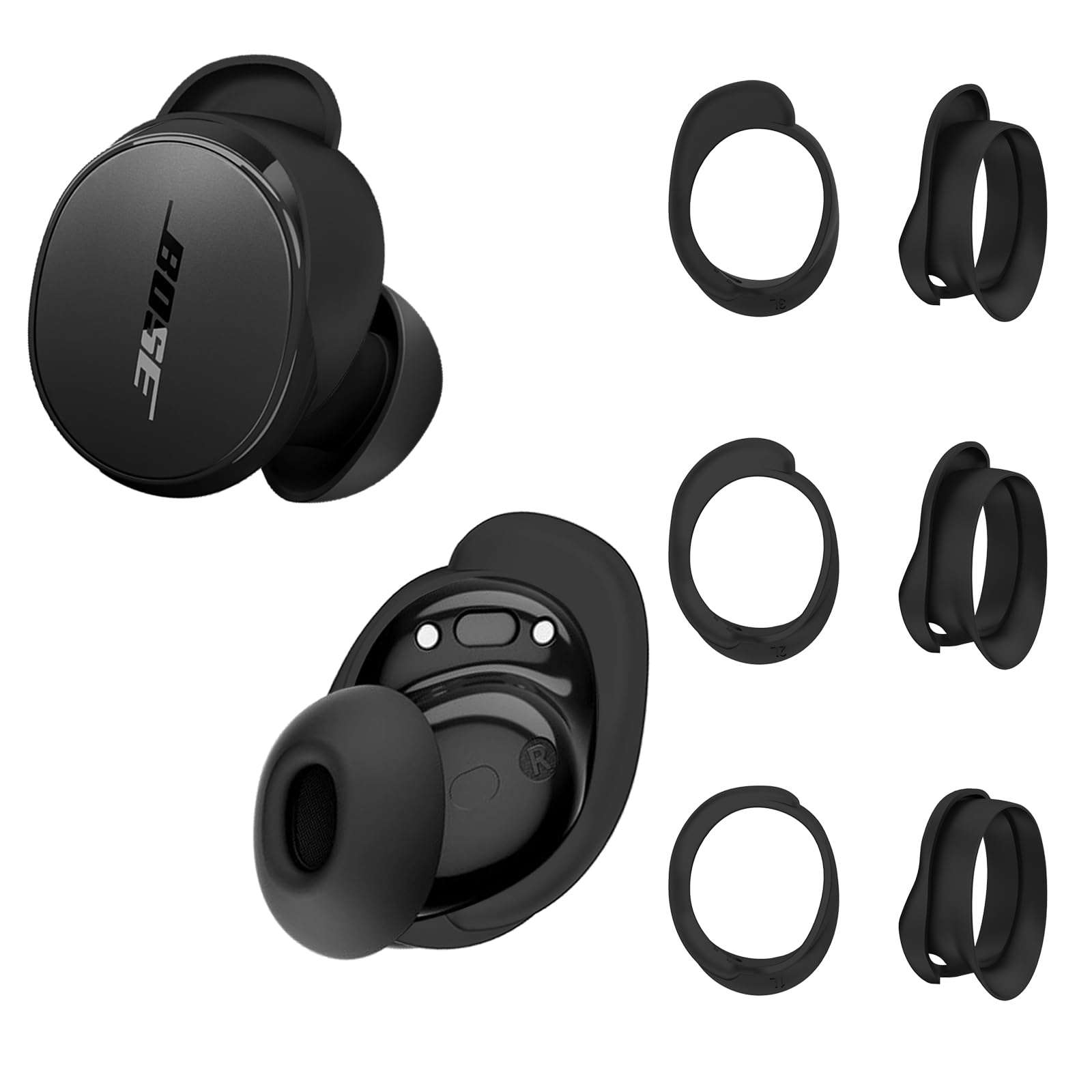 [3 Pairs] Ear Tips Covers for New Bose QuietComfort Earbuds, Sport Anti-Slip EarTips Silicone Anti Scratches Replacement Ear Covers Earbuds Accessories (S/M/L) (Black) 1
