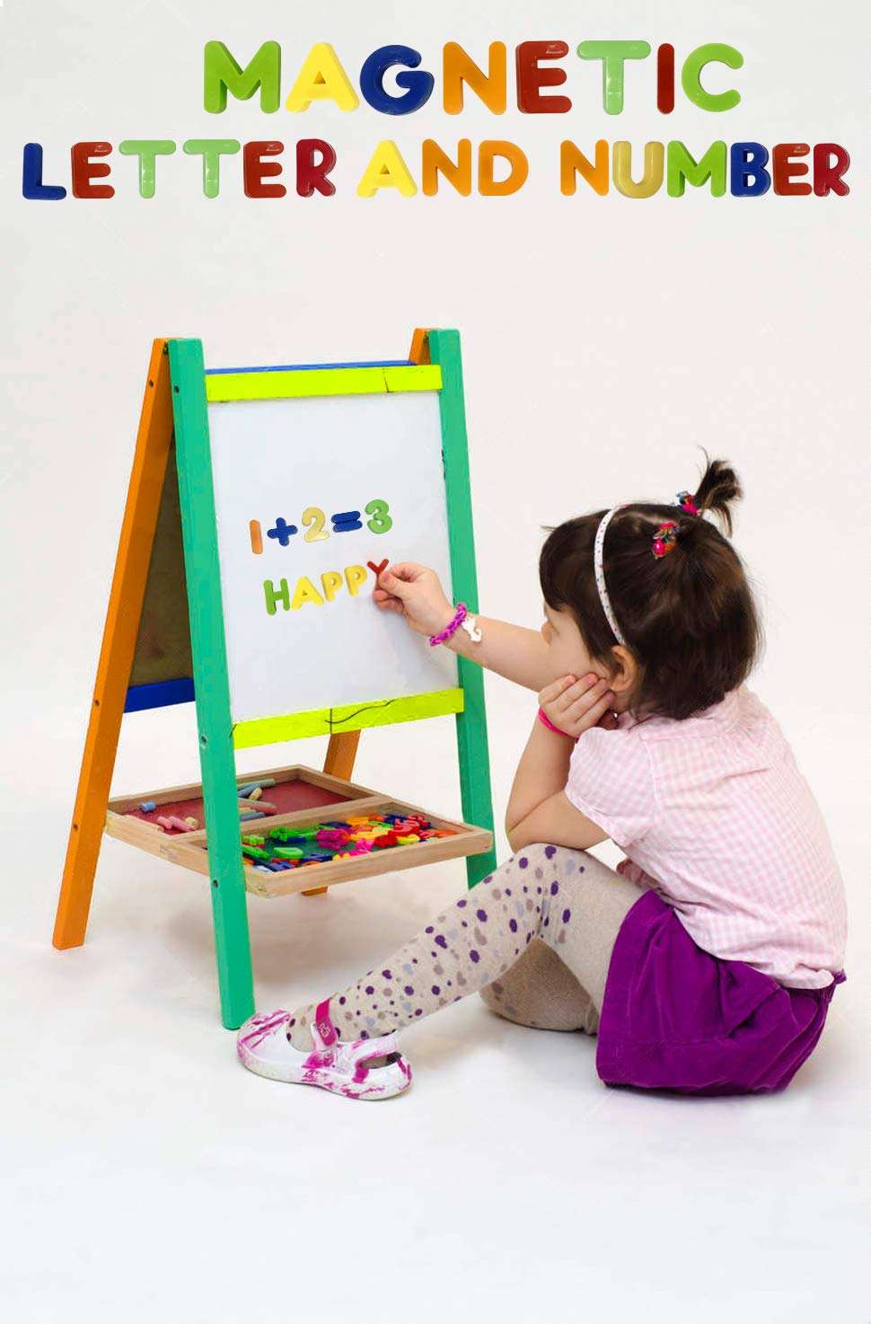 Megcos Magnetic Numbers & Letters - Assorted Colors Game - Montessori Educational Toys Gift for Toddlers Age 3 Preschool and Up Years Numbers s in Jar - Magnets Gift for Preschool 90-Pieces, Orange (1224) 4