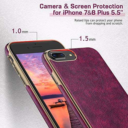 LOHASIC Phone 8 Plus Case, Phone 7 Plus Leather Case for Women, Luxury Elegant Thin Slim PU Soft Grip Anti-Scratch Shockproof Protective Cover Cases for iPhone 7 Plus /8 Plus 5.5 inch - Magenta 5