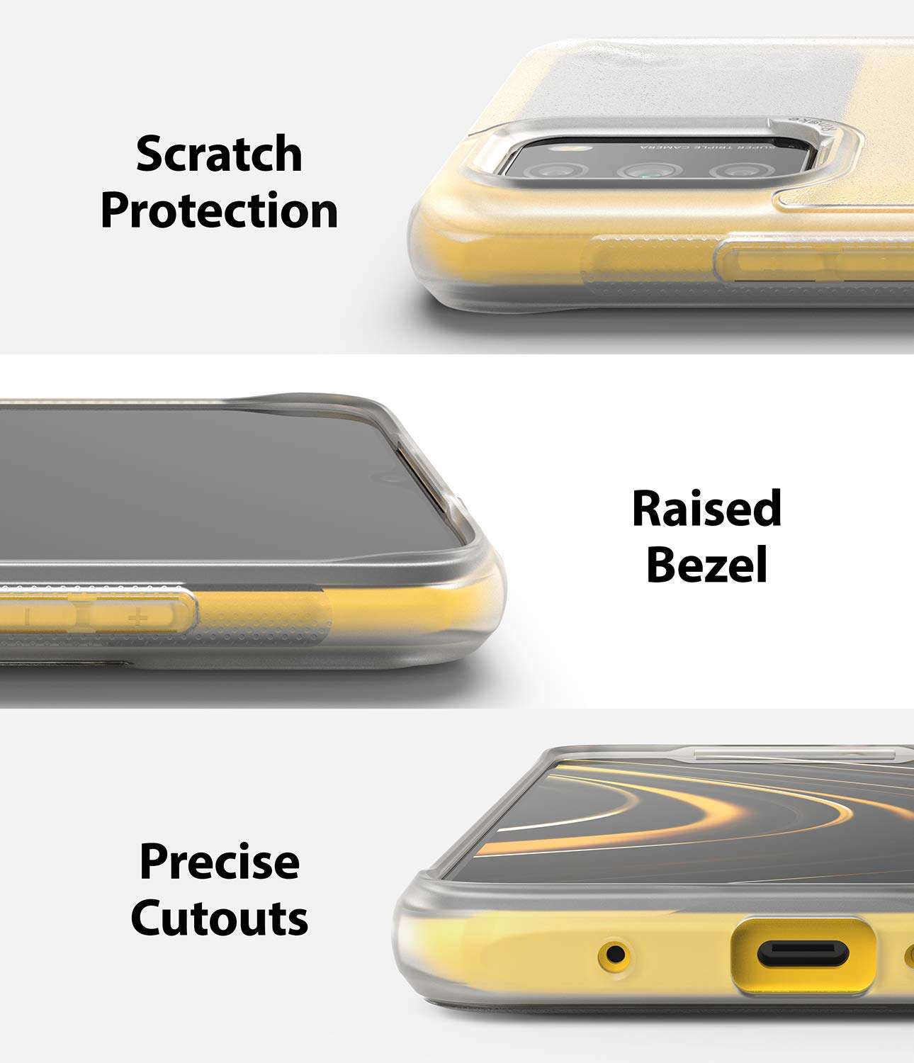 Ringke Onyx Compatible with Xiaomi Poco M3 Case Transparent Satin Textured Tough Rugged Shockproof TPU Grip Phone Back Cover Case - Cloud Clear 5