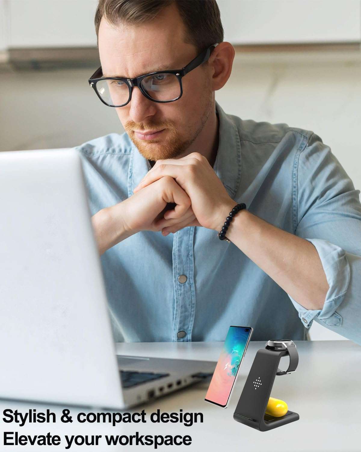 Wireless Charger for Samsung, 3 in 1 Wireless Charging Station for Galaxy S25 Ultra/S24 Ultra/S23/S22/Note 20/Z Flip 6/Fold 6,Qi Charger Stand for Galaxy Watch 6/5, Galaxy Buds 3/3 Pro,Women Men Gift 4