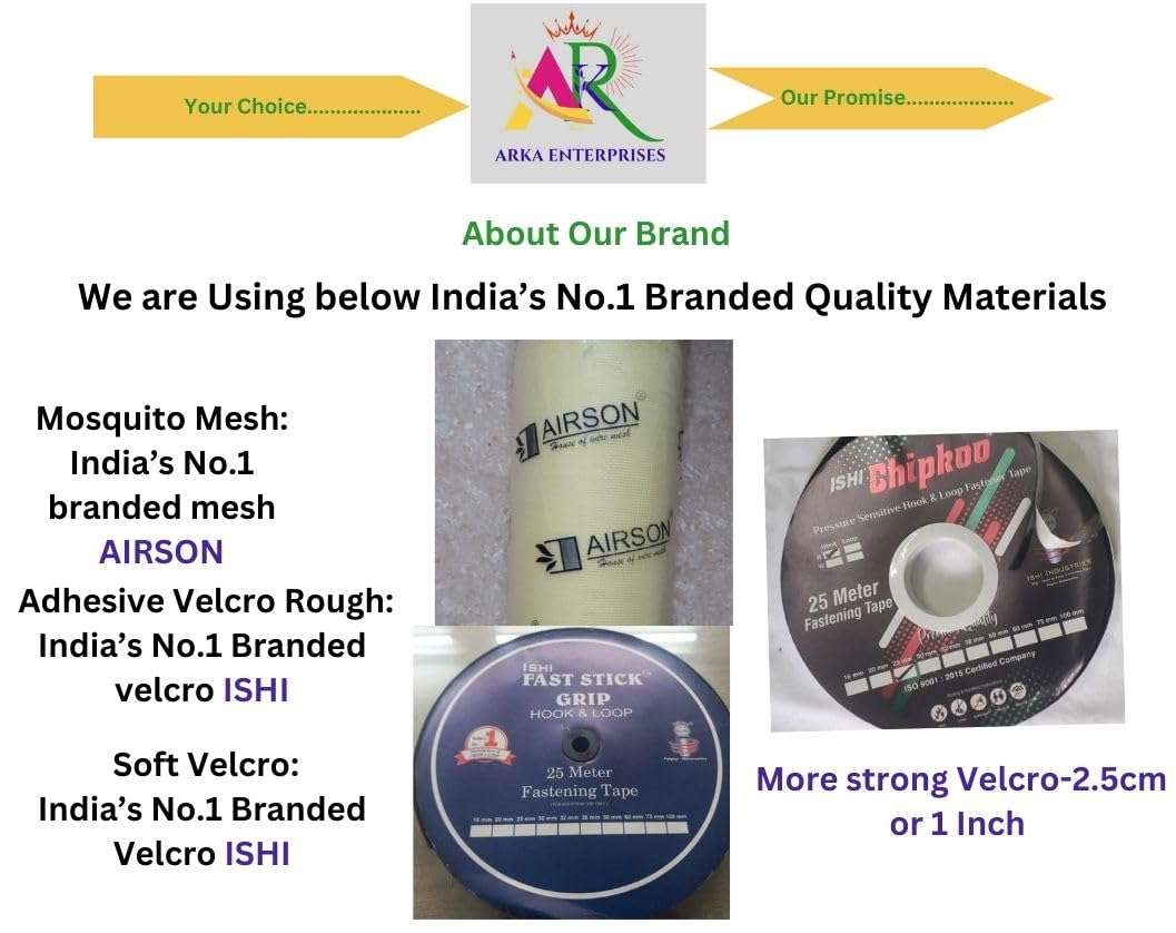 ARKA Fiberglass Pre-Stitched Mosquito Net for Windows | Airson Fiber Mesh with Adhesive Hook Tape ISHI, Width 2.5 cm (Color-Ivory, 150×150 cm) 6