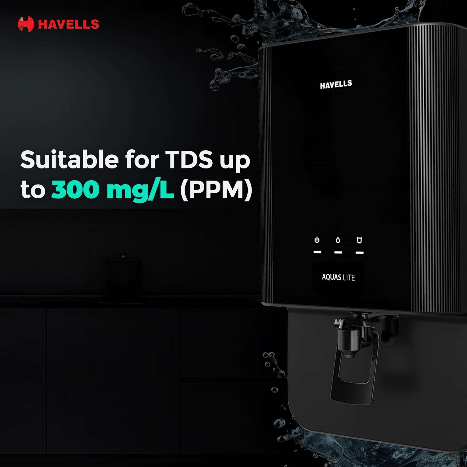 Havells Aquas Lite Water Purifier, UV + UF Purification, 7-stages, 7L Storage, Ideal for Borewell, Tanker & Municipal Water, Significant water savings, BIS Approved, Black 6