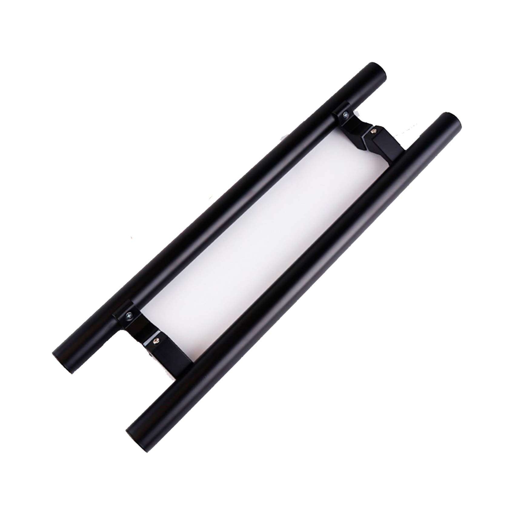 LA1ASHOU Glass Door Handle Set,Heavy Duty Stainless Steel Double Side Bar Handle,Shop Push Door Pull,Back to Back Handle,Round Tube,for Wood Timber Steel Barn Door(Blackhole Center 400mm) 1