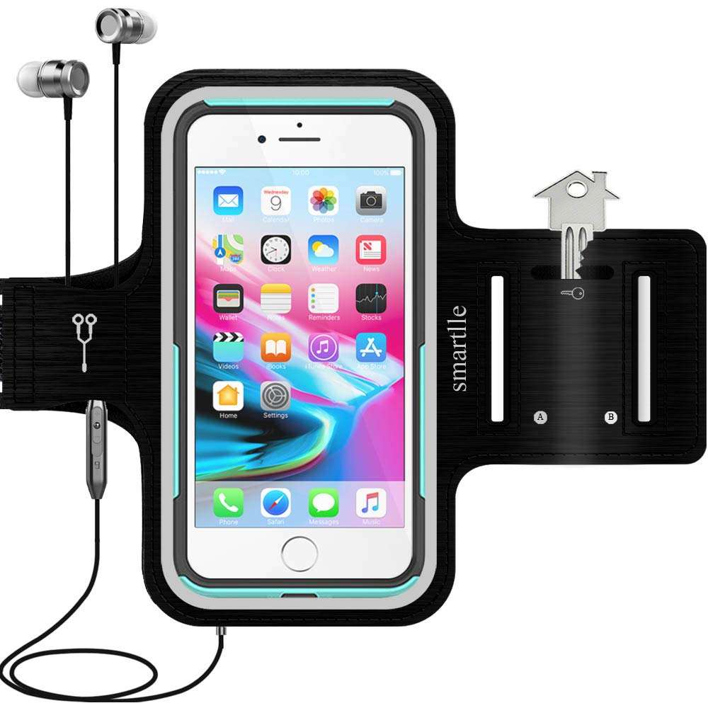 smartlle Arm Phone Holder for Running, Armband Cellphone for iPhone 15 14 13 12 11 Pro Max/XR/8 7 6s Plus, for Galaxy A/S/Note Up to 6.9’’, for Exercise Gym Fitness Sports Gear-Black 1