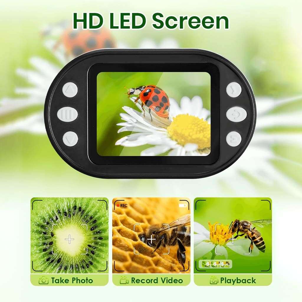 TECPHILE Microscope for Kids Students with Stand Handheld Mini Portable 200-1000X Magnification Digital Microscope Kit 1080P, 2.0" LCD Screen Rechargeable Pocket Microscope, Photo & Video Recording 3