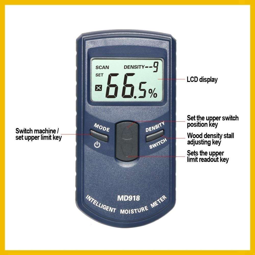 WZCUICAN Moisture Meters Inductive Wood Timber Moisture Meter Hygrometer Digital Electrical Tester Measuring Tool MD918 4~80% Electromanetic 2