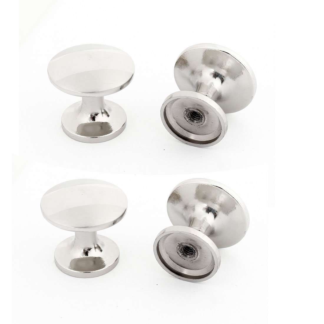 Aexit 4 Pcs Door Hardware & Locks Drawer Cabinet Silver Tone Metal Round Doorknobs Knob Handle 1