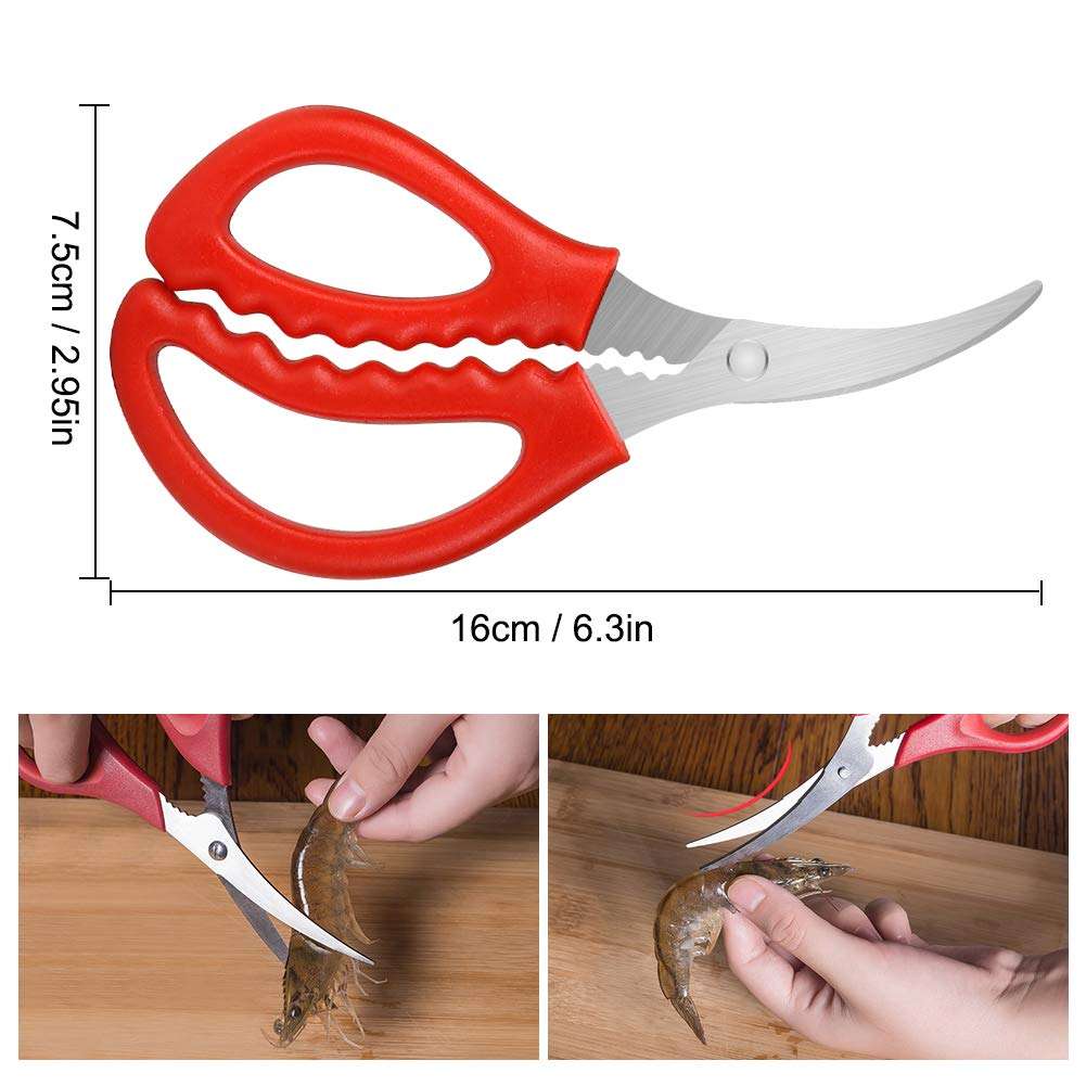 Calary 8Pcs Seafood Scissors Crab Scissors Seafood Shears Multifunctional Crab Leg Crackers and Tools 4