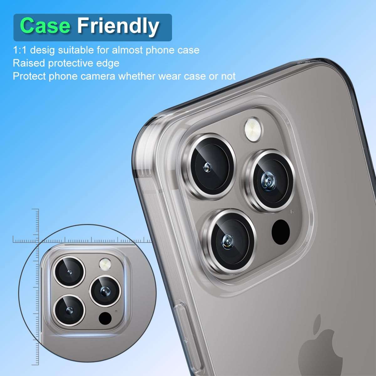 GLIMALL 3 Pack Screen Protector for iPhone 15 pro with 3 Pack Camera Lens Protector, HD Tempered Glass, 9H Hardness, Full Coverage, Scratch-Resistant, Waterproof, Bubble-Free 6