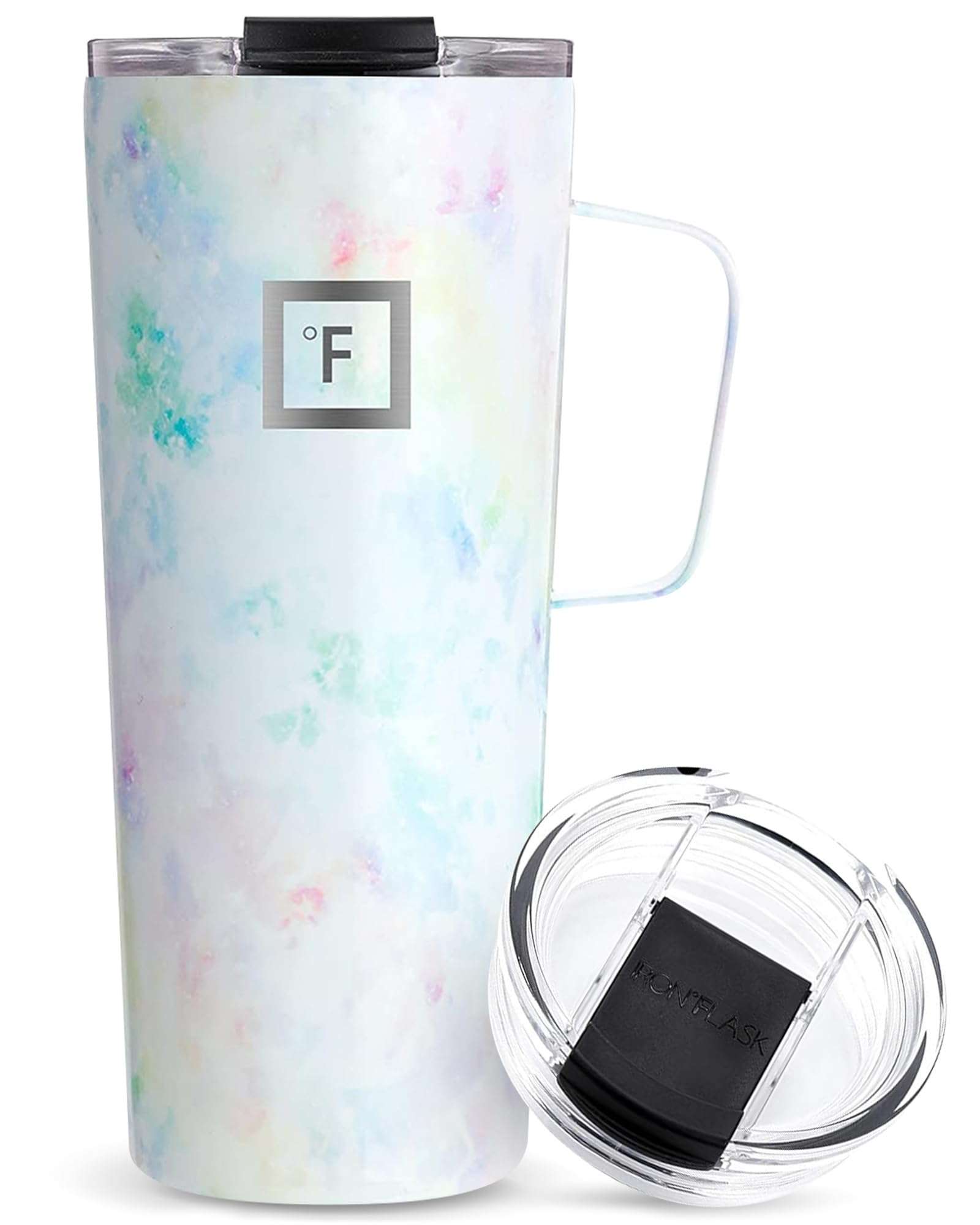 IRON °FLASK Grip Coffee Mug - Leak Proof, Vacuum Insulated Stainless Steel Bottle, Double Walled, Thermo Travel, Hot Cold, Water Metal Canteen - Fire, 16 Oz - Rubber Bottom 1