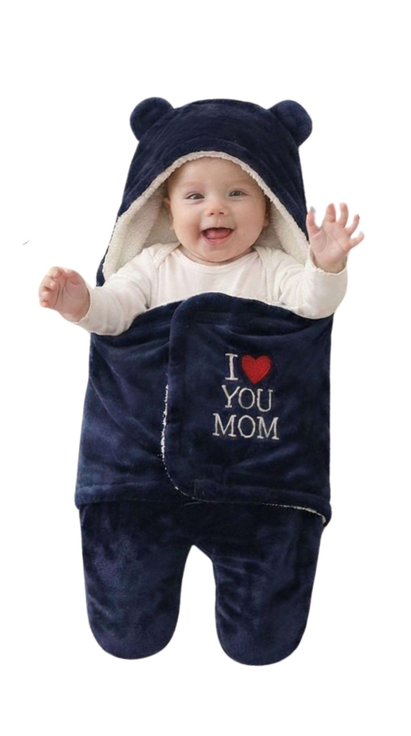 BABYZONE Soft Hooded Baby Blankets AC Blanket Baby Wrapper for Baby Boys and Baby Girls All Season Baby Blankets for 0-6 Month Babies.(Navy) 1