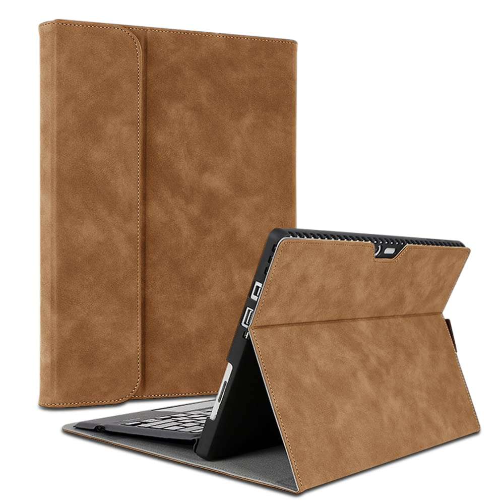 Swook Case for Surface pro 8 13 inch Case Cover, with Stylus Holder, Multiple Angle Slim Cover, Compatible with Type Cover Keyboard (Surface Pro 8, Brown) 1