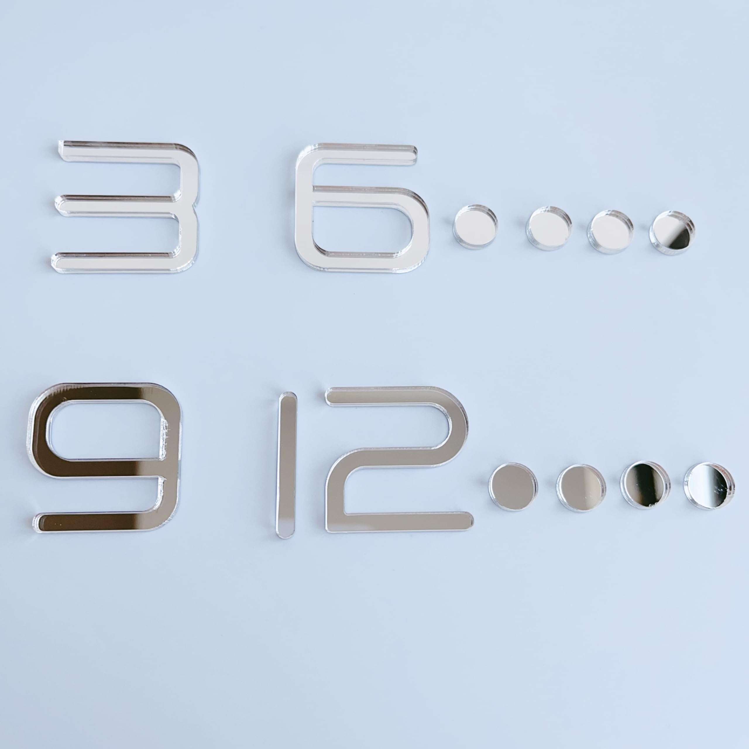 NUO RUI 12 Pcs Arabic Numerals Mirror Gold Digits and Points for a Wall Clock (Mirror Silver) 3