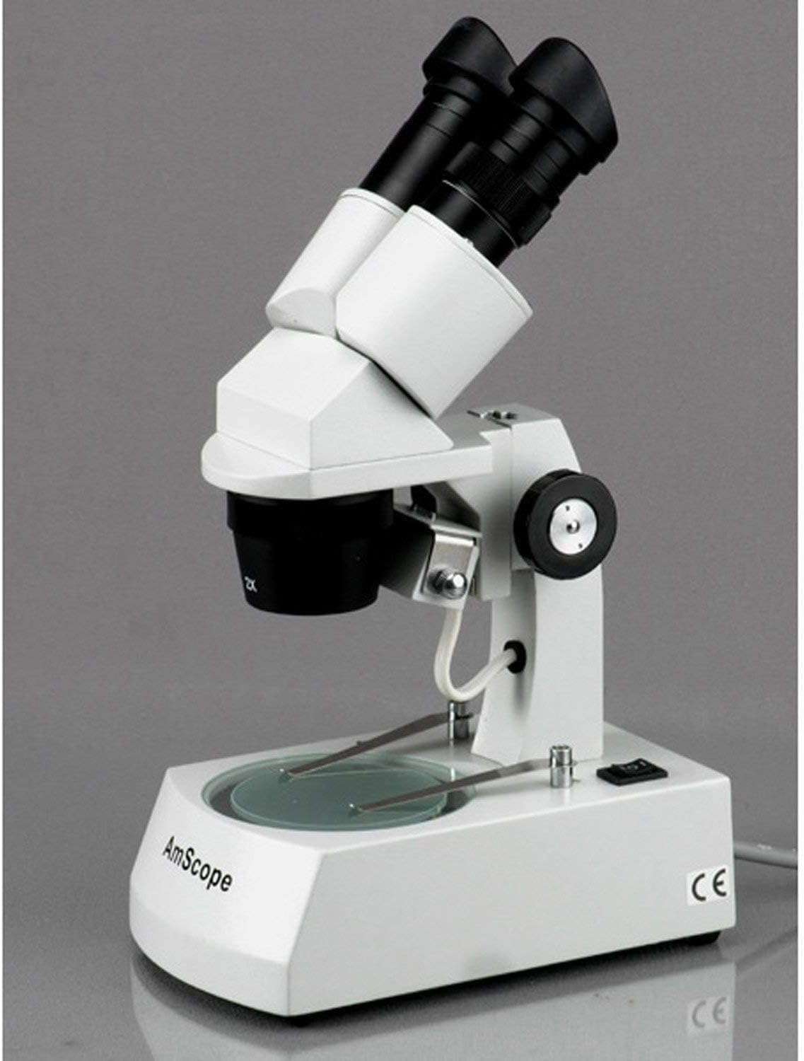 AmScope SE305-AZ-M Digital Binocular Stereo Microscope, WF10x and WF20x Eyepieces, 10X/20X/30X/60X Magnification, 1X and 3X Objectives, Upper and Lower Halogen Lighting, Reversible Black/White Stage Plate, Arm Stand, 120V, Includes 1.3MP Camera with Reduction Lens and Software 4