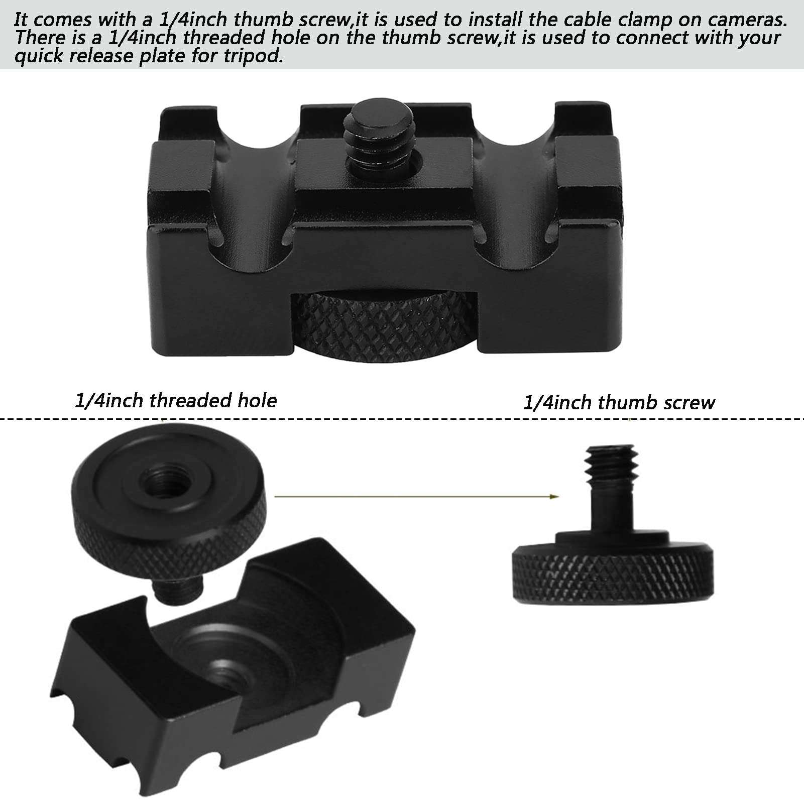 Richer-R Cable Clamp,Aluminum Alloy Tether DSLR Camera Digital Cable Lock Clip Clamp Protector,Black 4