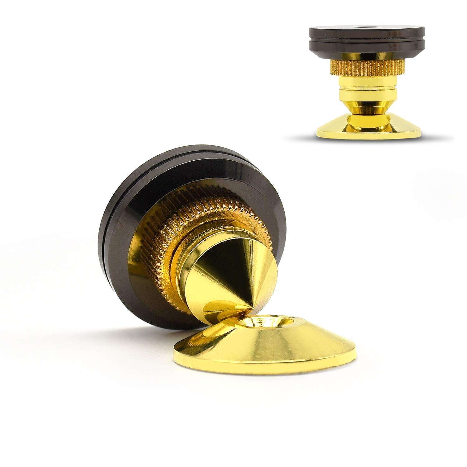 BNKENX 4 Sets Stainless Steel Speaker Spike Shockproof Golden-Plated Speaker Spikes Adjustable Isolation Feet Stand Cone Pad Speaker Stands Speaker Stands Speaker Spike Stand Feet Cone 2