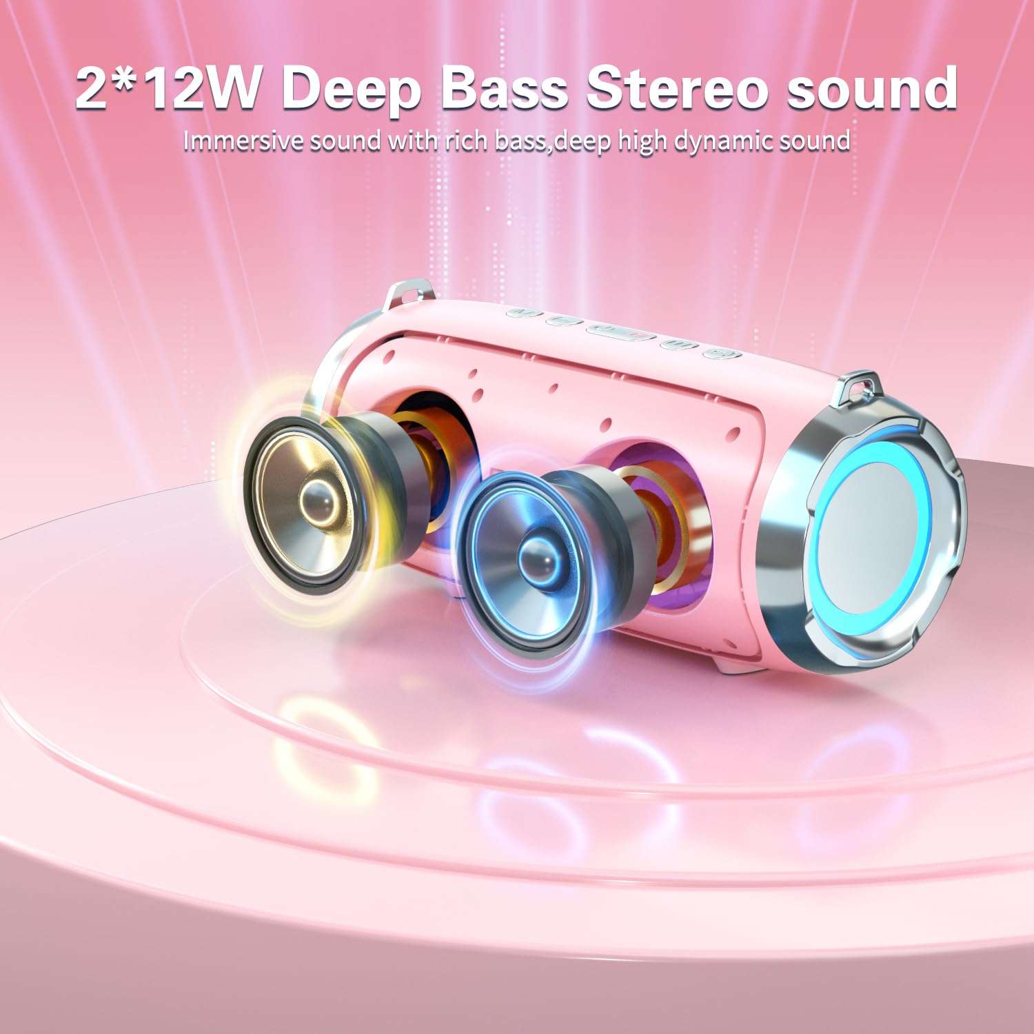 Karaoke Machine for Adult Kids, Portable Bluetooth Speaker with 2 Wireless Microphones, Singing Karaoke Player for Birthday Gift Party Family Supports TWS/Bluetooth/TF/AUX/USB Pink 3