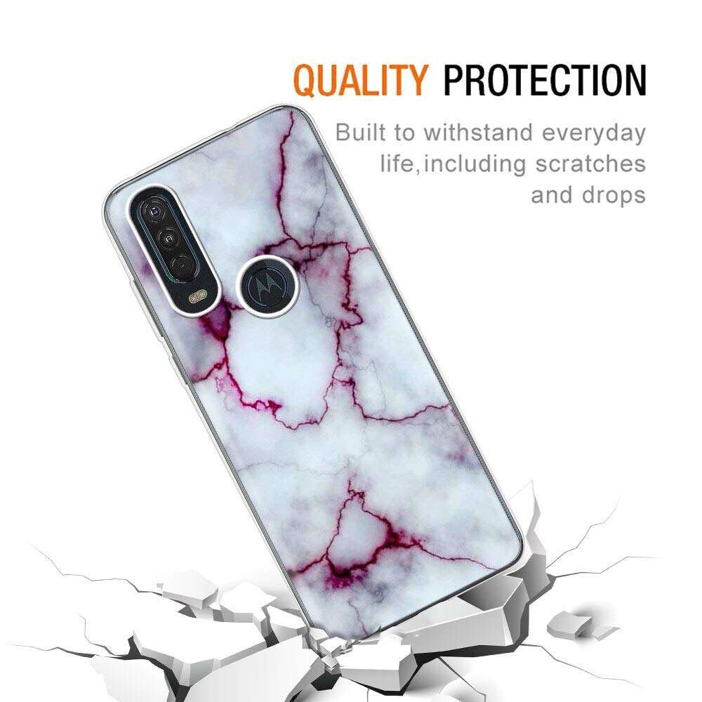 Yoedge Case for Motorola One Action, Clear Slim Silicone Phone Case Cover with Pattern Design for Women Girls, Thin Shockproof Gel TPU Back Bumper Skin for Motorola One Action 【6.3"】, Marble 4