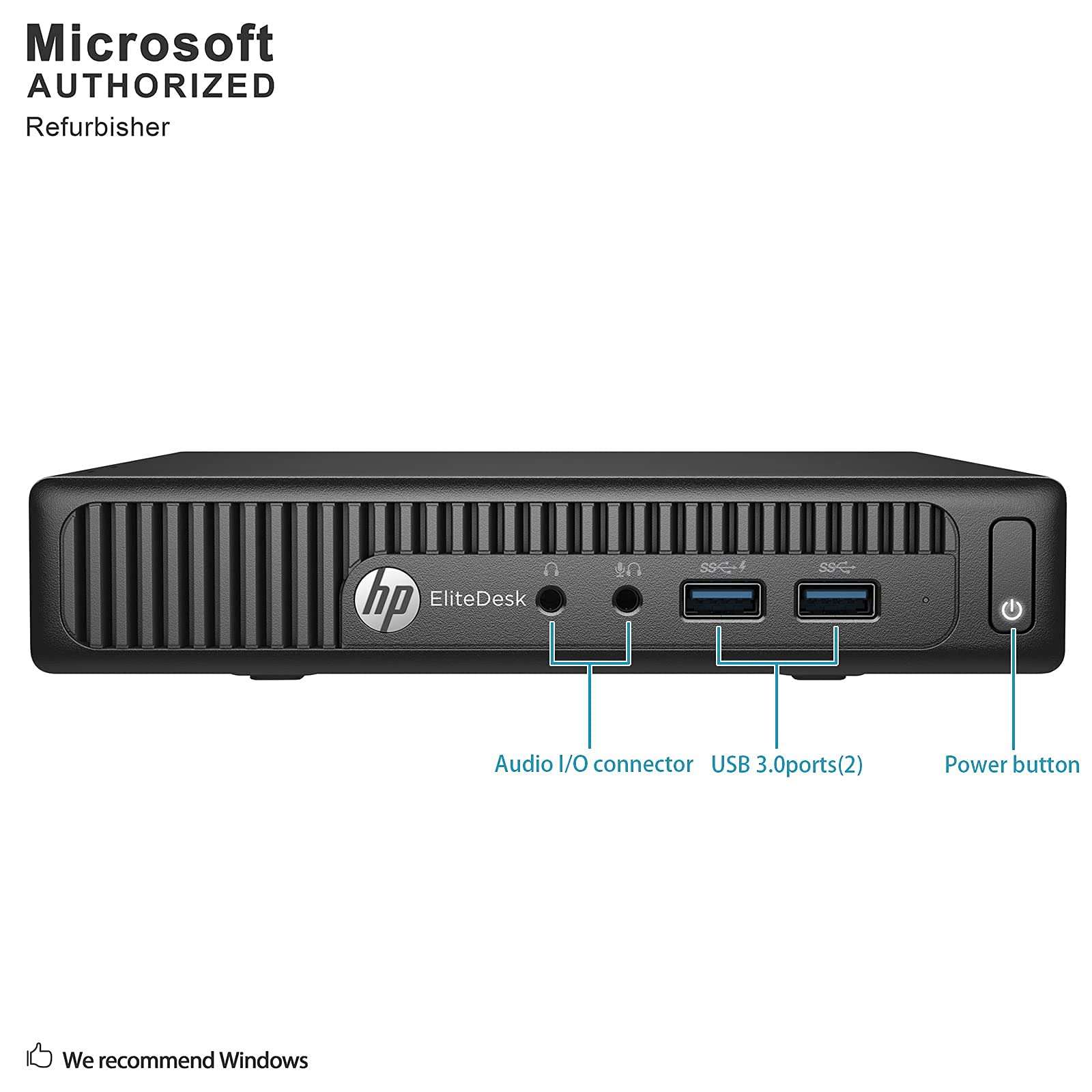 HP EliteDesk 800 G1 Mini Business Desktop PC, Intel Quad Core i7 4765T up to 3.0GHz, 8G DDR3, 512G SSD, WiFi, BT 4.0, Windows 10 64-Multi-Language Support English/Spanish/French(Renewed) 3