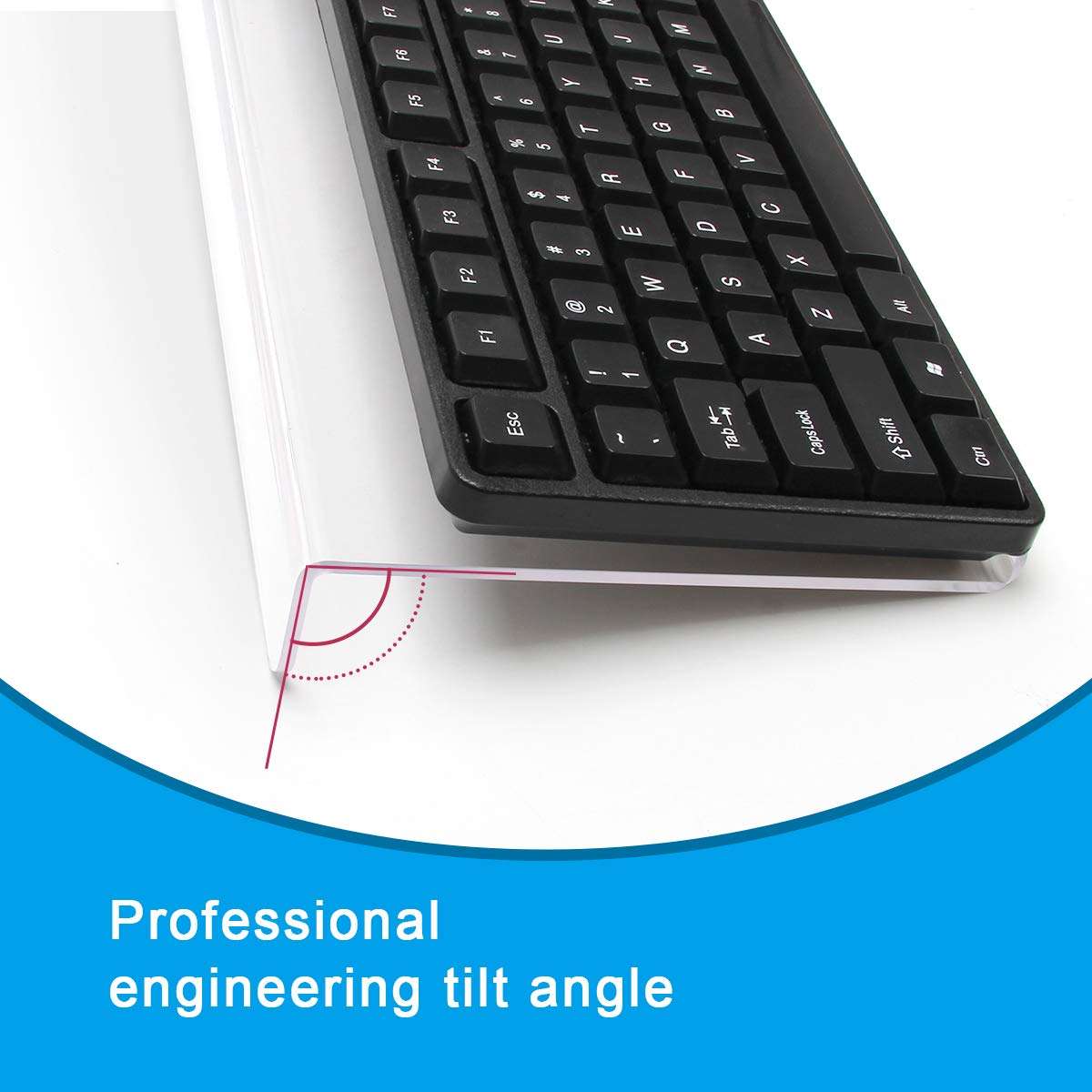 WIWAPLEX Computer Tilted Keyboard Holder, Clear Acrylic Premium Stand-PC Keyboard Stand, Universal Elevated Stand for Easy Ergonomic Typing, Computer Gaming and Working at Home and Office 4