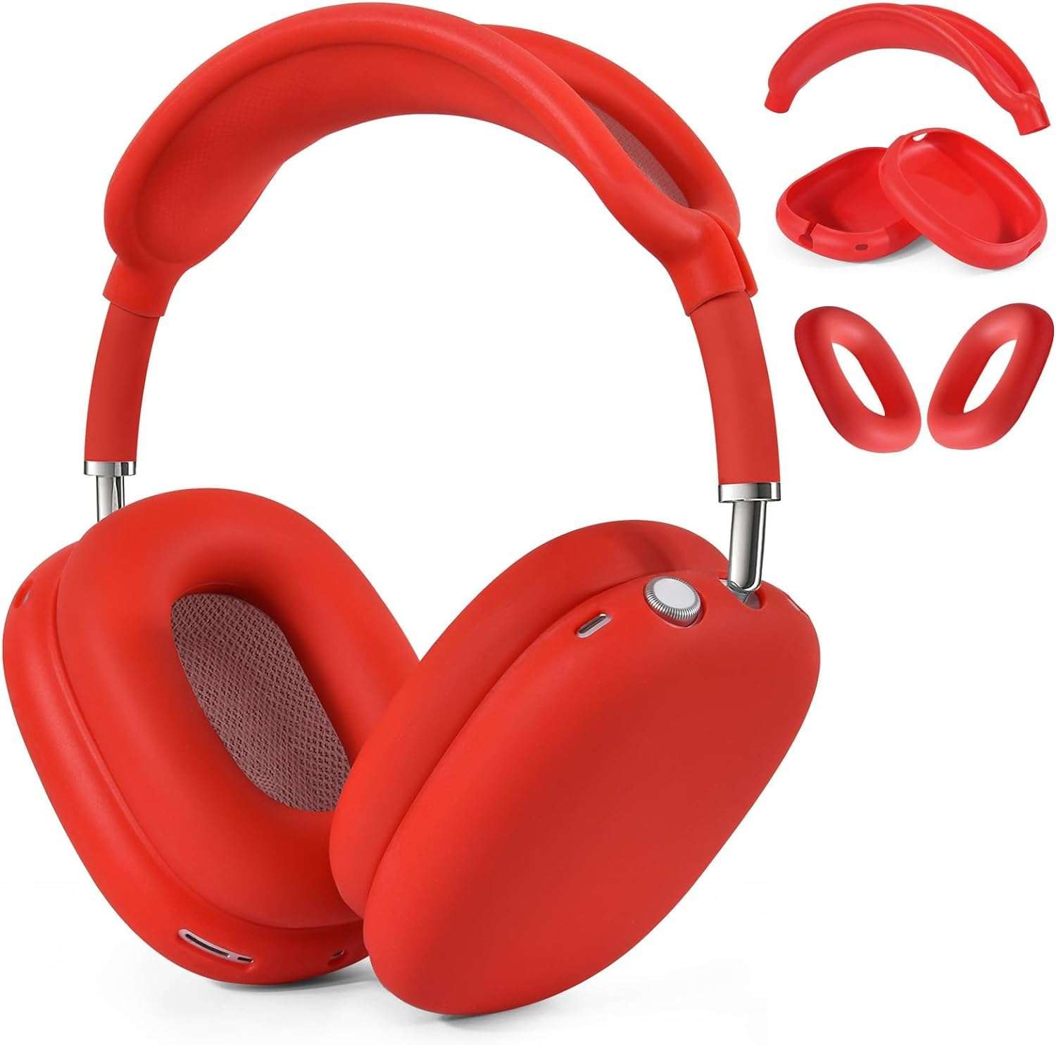 Youtec Silicone Case Cover for AirPods Max Case, Anti-Scratch Ear Pad Case Cover/Ear Cups Cover/Headband Cover for AirPods Max,Accessories Soft Silicone Protector for Apple AirPods Max (Red) 1