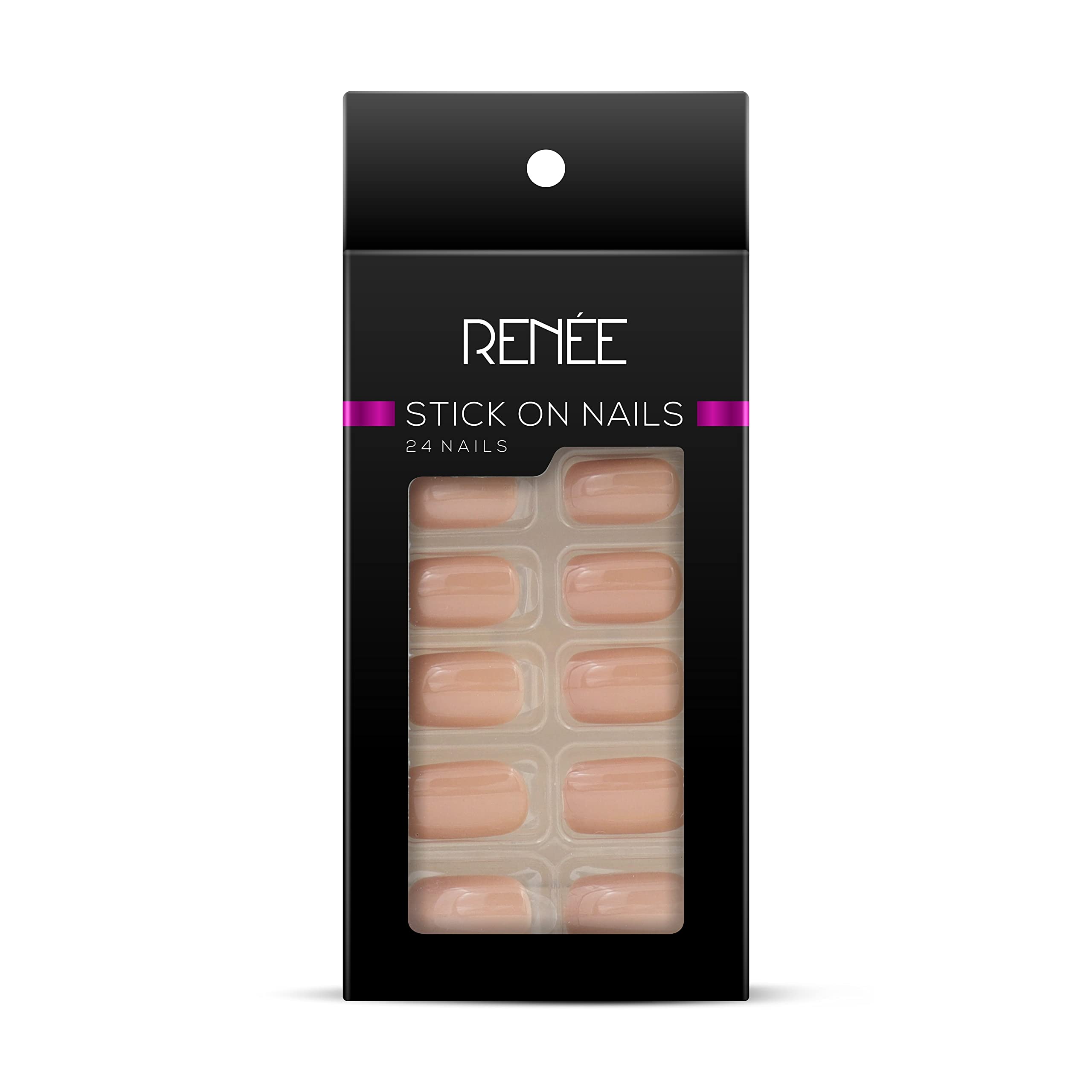RENEE Stick On Nails BN 02| 24 Reusable Artificial Fake Nail Set| Lightweight & Long Lasting & RENEE Face Gloss For Glass Like Skin - Instant Illumination, Radiant Glow, Pore Tightening 5