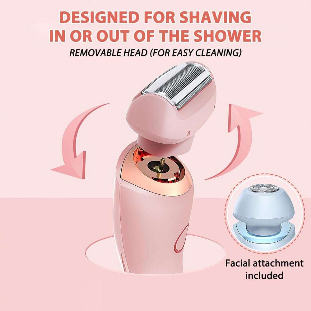 Omicove Goddess Glide Shaver, 2-in-1 Detachable and Replaceable Shaver Head, Wet and Dry Shaver, Shaver with Display (Pink) 6