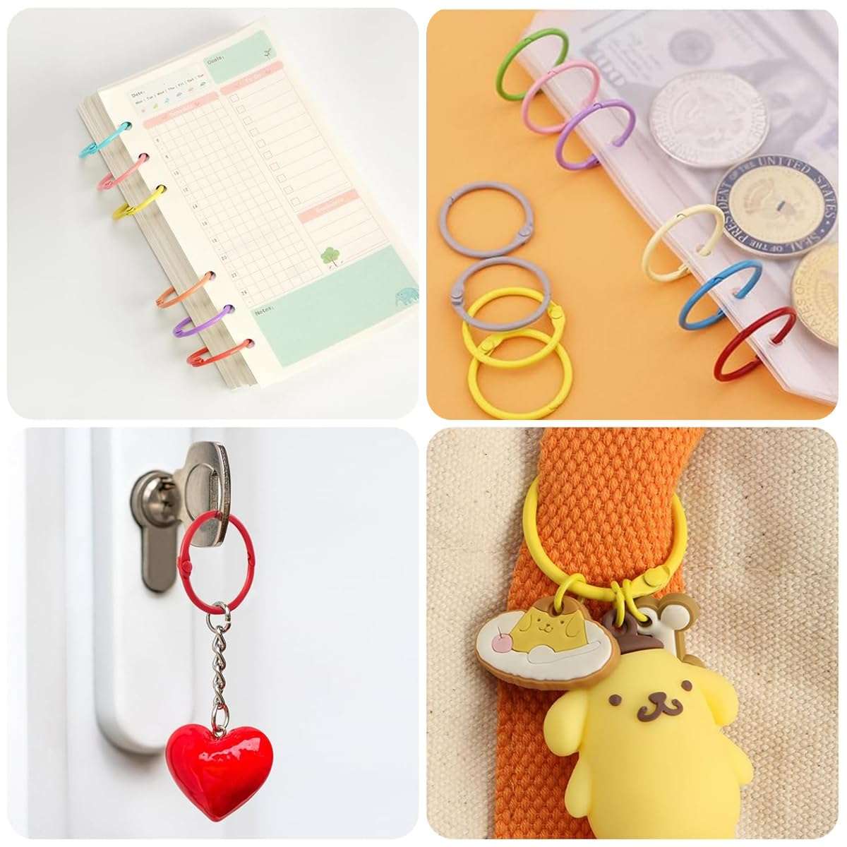 Climberty® 50PCS Metallic Loose Leaf Binder Rings, 1.18-Inch Diameter Colorful Book Rings, Metal Steel Paper Rings Keychain Key Rings Index Cards Notebook Rings for School Office, 10 Colors 6