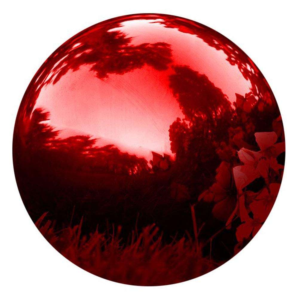 25 cm/10 inch Garden Sphere Mirror Gazing Ball,Red Stainless Steel Polished Reflective Smooth Hollow Globe Ball,Durable Colorful and Shiny Decorations Addition to Garden Patio Yard Home 1