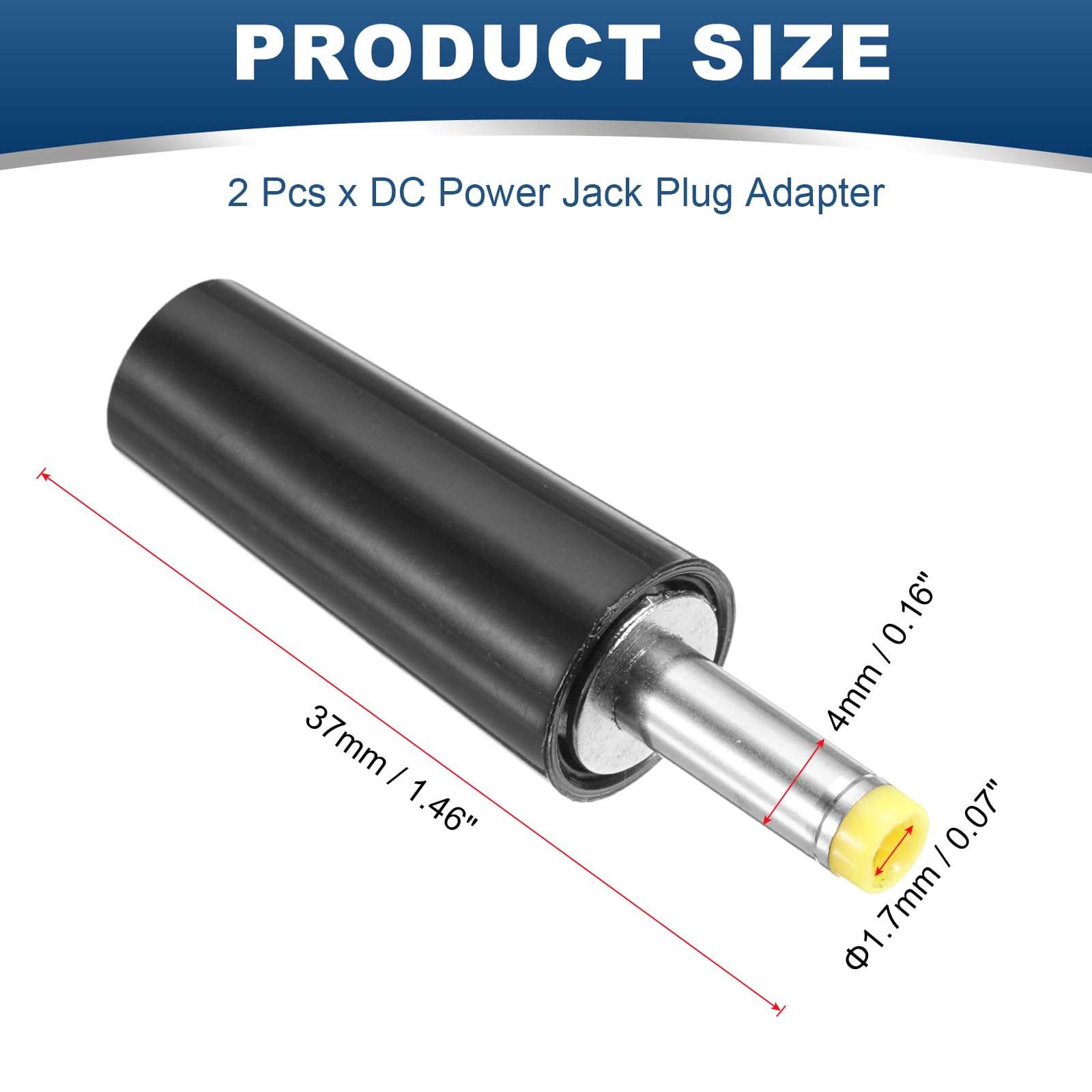 MECCANIXITY 2pcs DC Male Power Adapter Connector, 4.0mm x 1.7mm DC Power Jack Plug Adapter 1.46 Inch for PC, Laptop, Toy, Cellphone, Electronic Devices 3