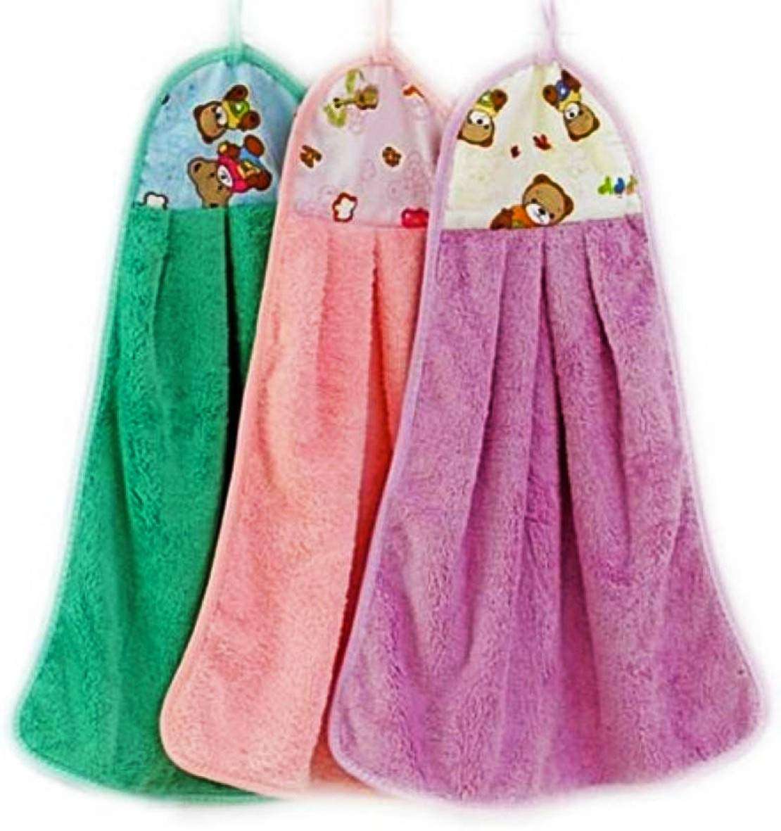 VORDVIGO Hanging Hand Towel for Washbasin and Kitchen (Multicolor) - Pack of 3 1