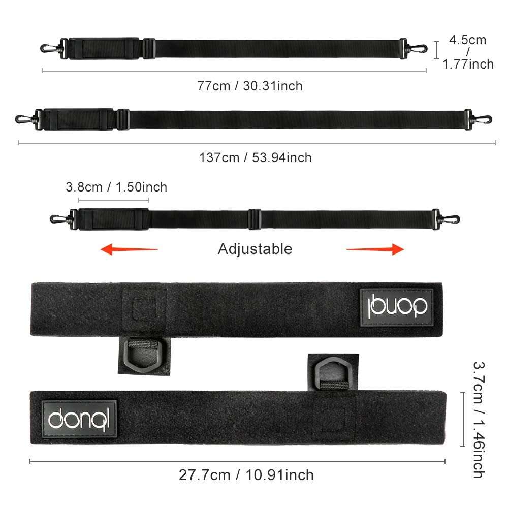 DONQL Fishing Rod Holder Belt, Durable Fishing Rod Carry Straps Adjustable Length 30-54 Inch Fishing Poles Holder Strap Rod Shoulder Belt Travel Tackle Carrier for Freshwater Saltwater, Black 2