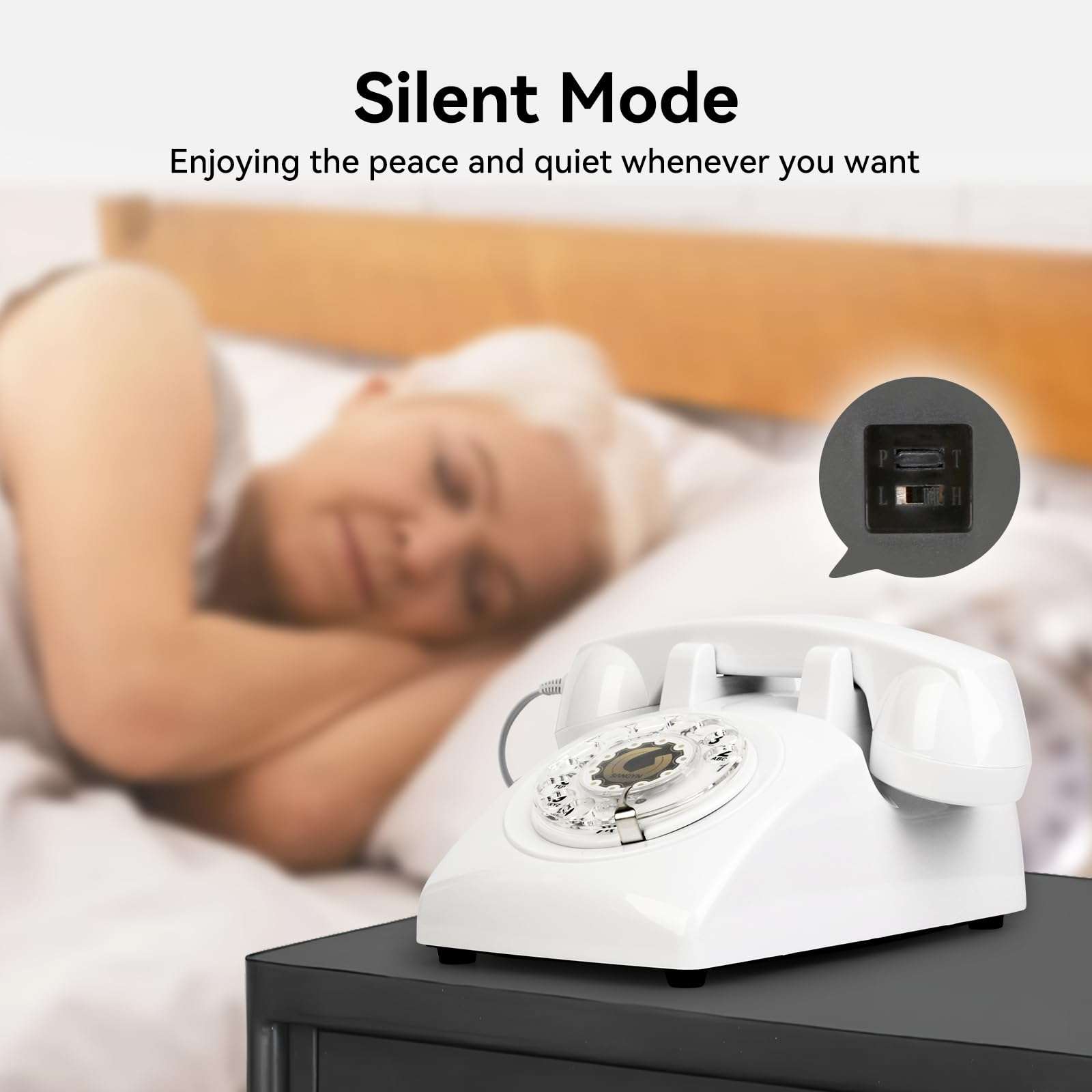 Sangyn Vintage Rotary Phone 1960s Retro Landline Telephone Old Fashioned Corded Phones with Mechanical Ringer for Home Office Desk,White 4