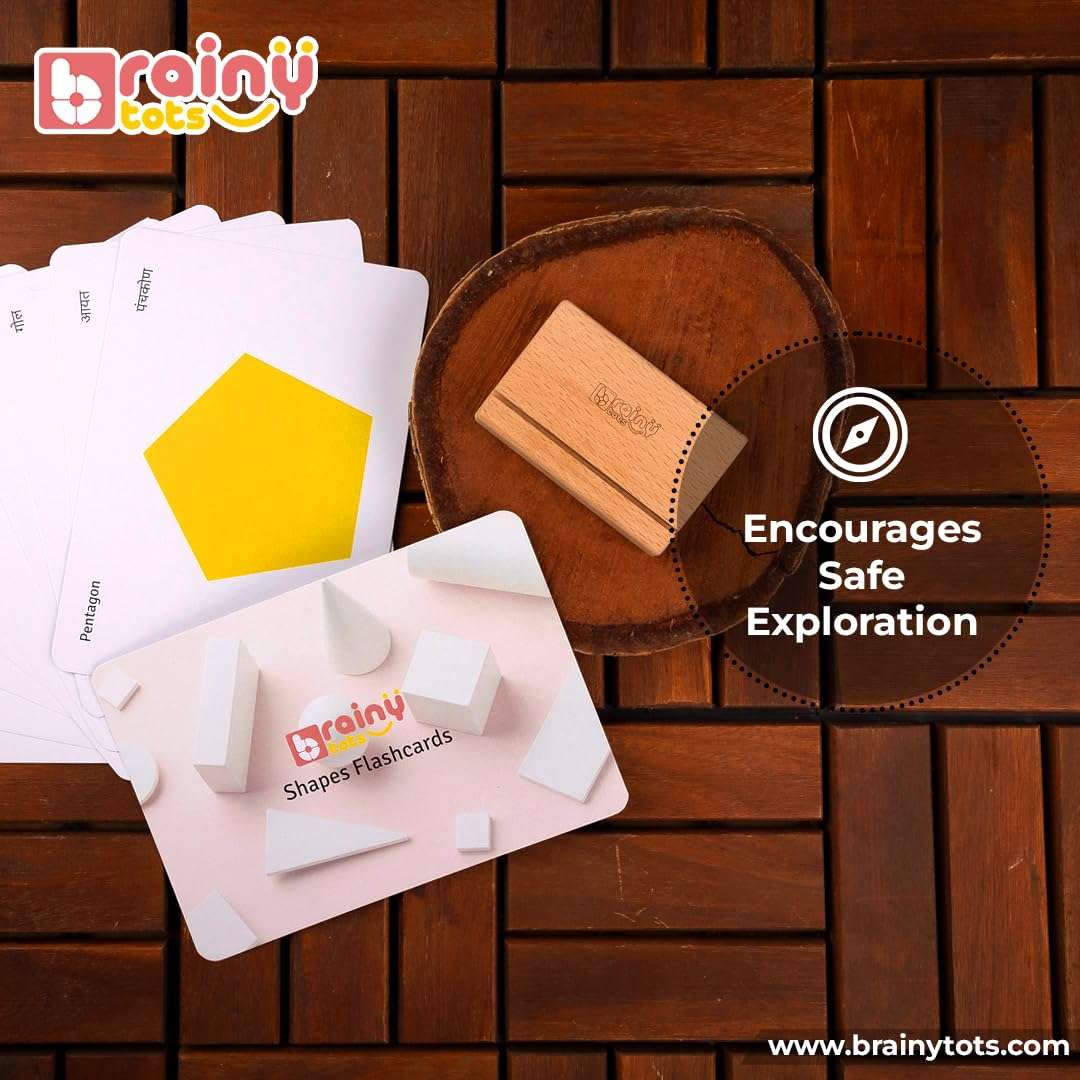 Brainytots Stable Flashcard Stands Set of 2 | Montessori Learning Tool | Enhances Visual & Cognitive Development | Anti-Topple Design | Easy-Swap Flashcard Holder | Natural Wood Display Multicolor 5