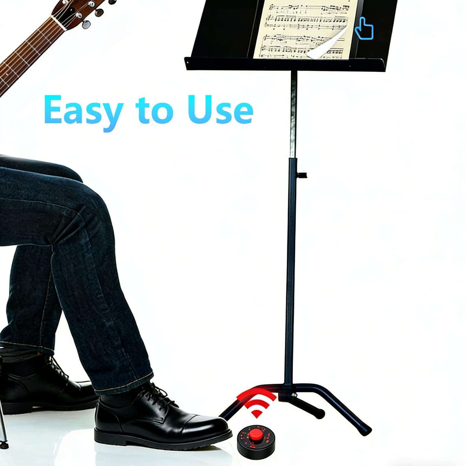 Wireless Page Turner Pedal, Bluetooth Page Turner, Portable Smart Bluetooth Music Foot Pedal, Hand Free Sheet Music Reading Page Turns for iPad Tablet Android IOS Phones Music Scores E-books PPT 5