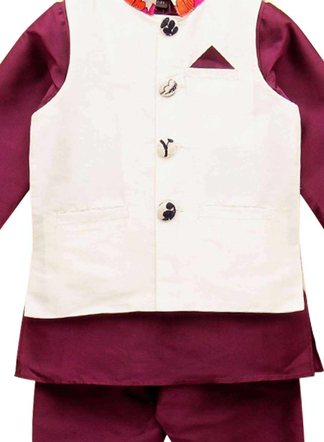 A.T.U.N. All Things Uber nice Boy's Solid Regular Pyjama Jacket Set (BJKP_Wine-Ivory 7-8 Years) 5