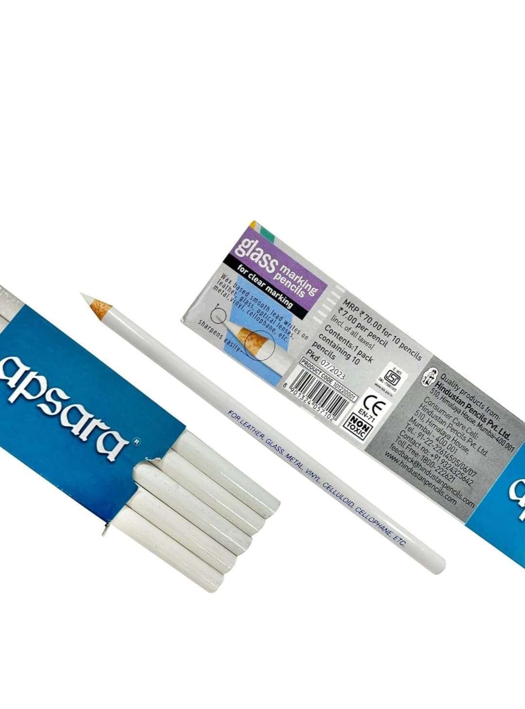 Apsara Glass Marking Pencils, White - Pack of 10 1