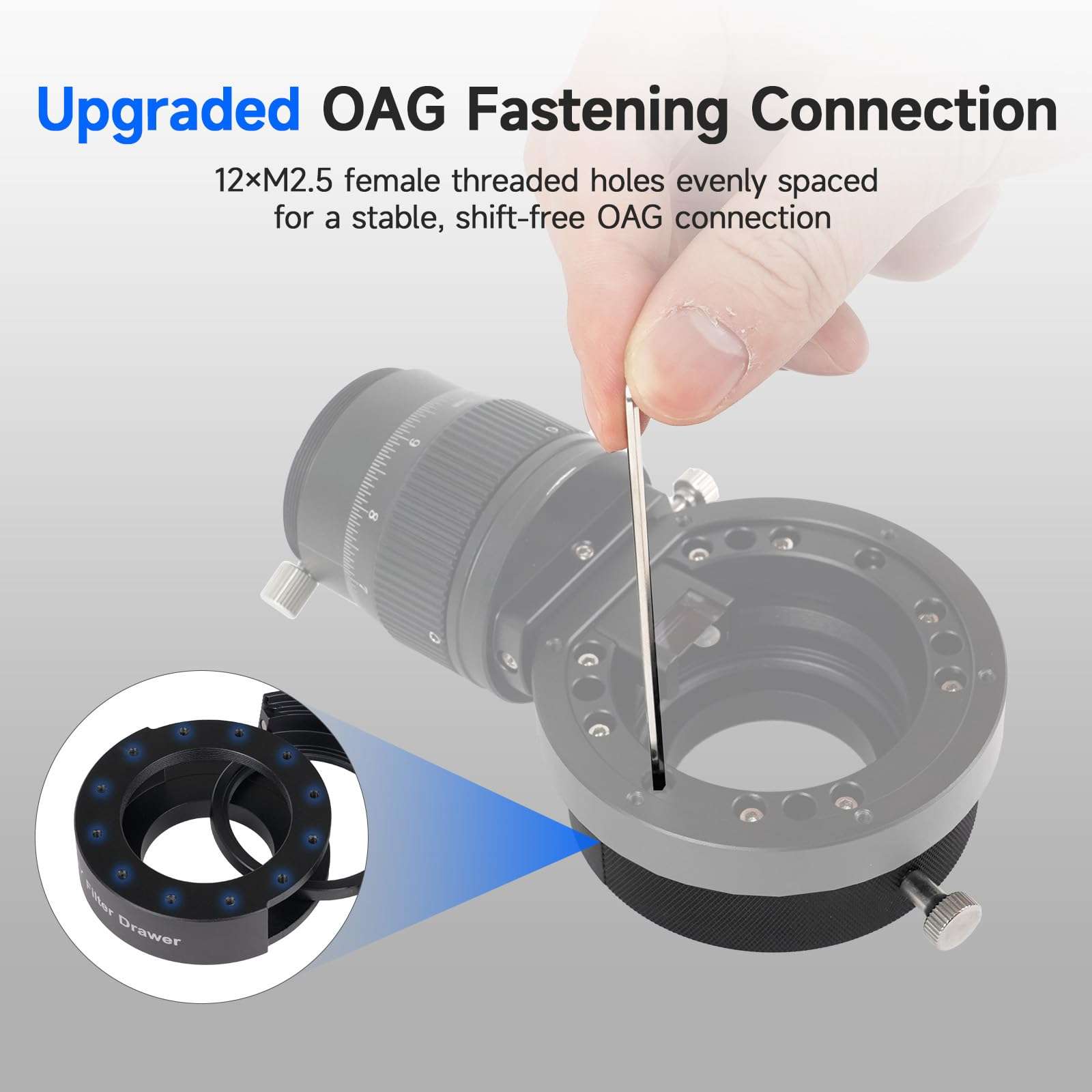 SVBONY SV226P M42-M48 Filter Drawer for OAG Version, New Upgraded with Twelve M2.5 Female Threads, Photographic Filters Drawer, Double Magnetic Filter Holder for 1.25" and 2" Filter, for Deep Sky 3