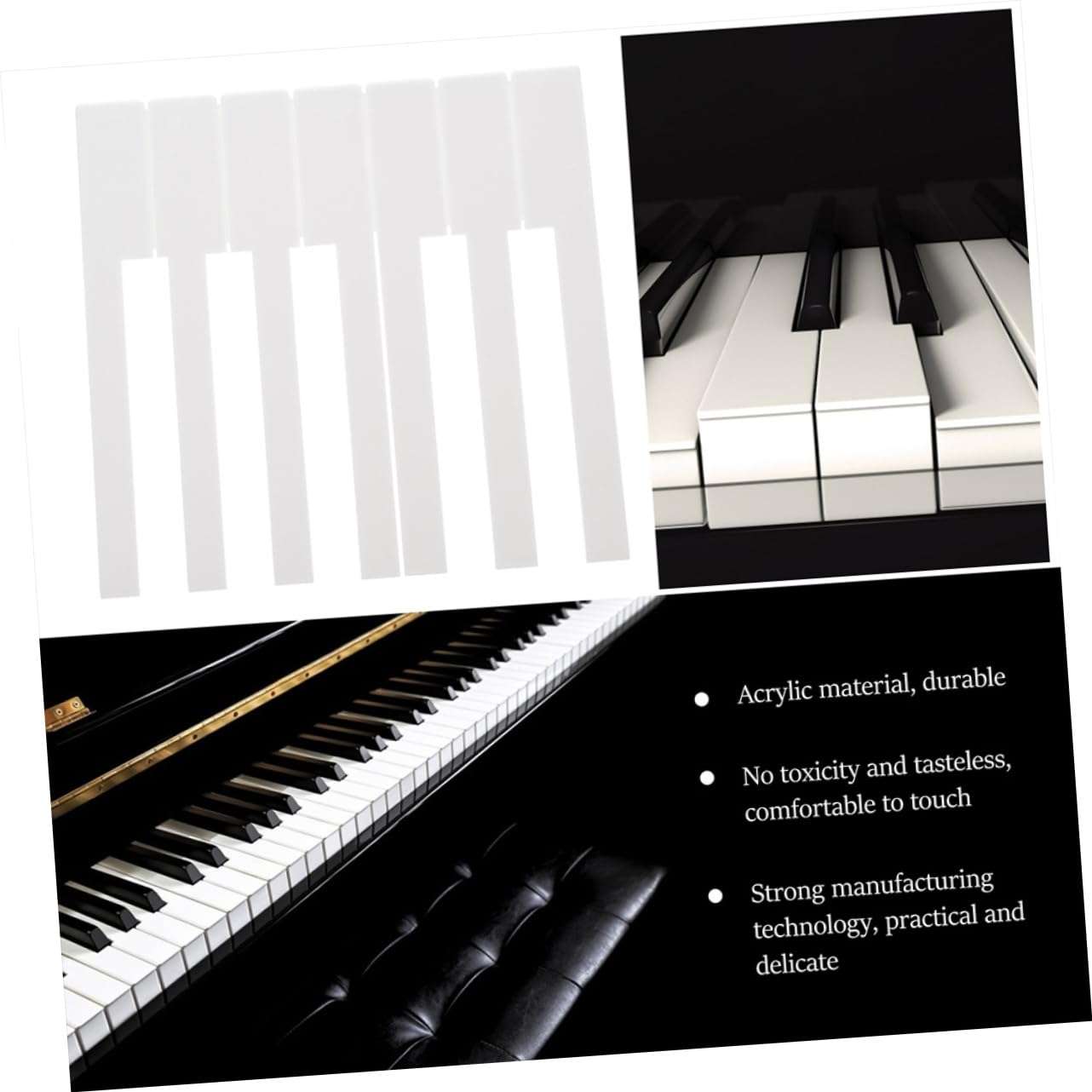 SUPVOX 52Pcs piano white key skin piano key caps piano key veneers piano keyboard new piano keys keyboard piano keyboard accessories piano key tops matte Instrument supplies Acrylic 4