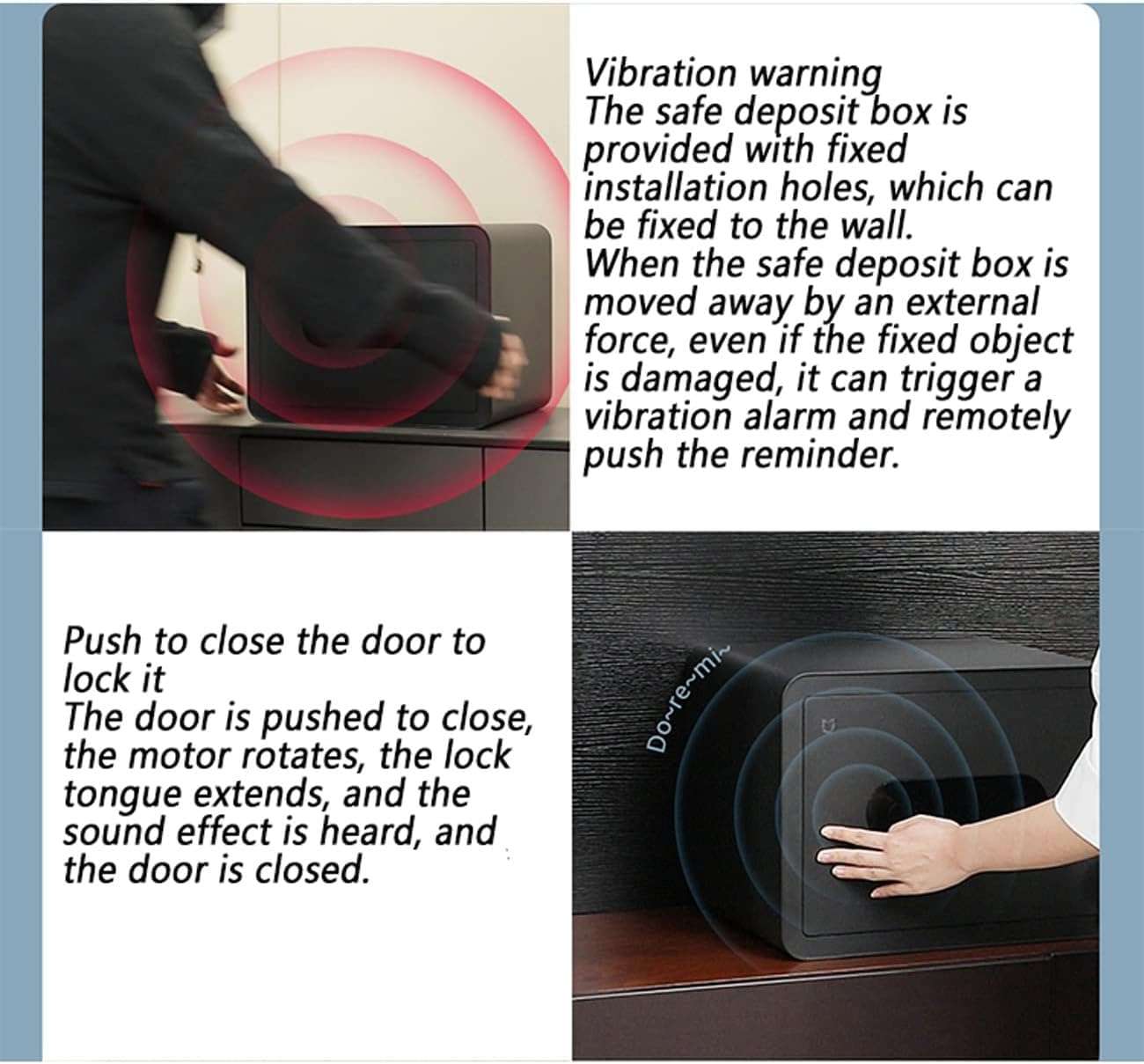 RhLLvJ Small Intelligent Safe Mini Office Safe Bedside Invisible Safe Fingerprint Combination Electronic Lock C Grade Lock Cylinder Lock 4