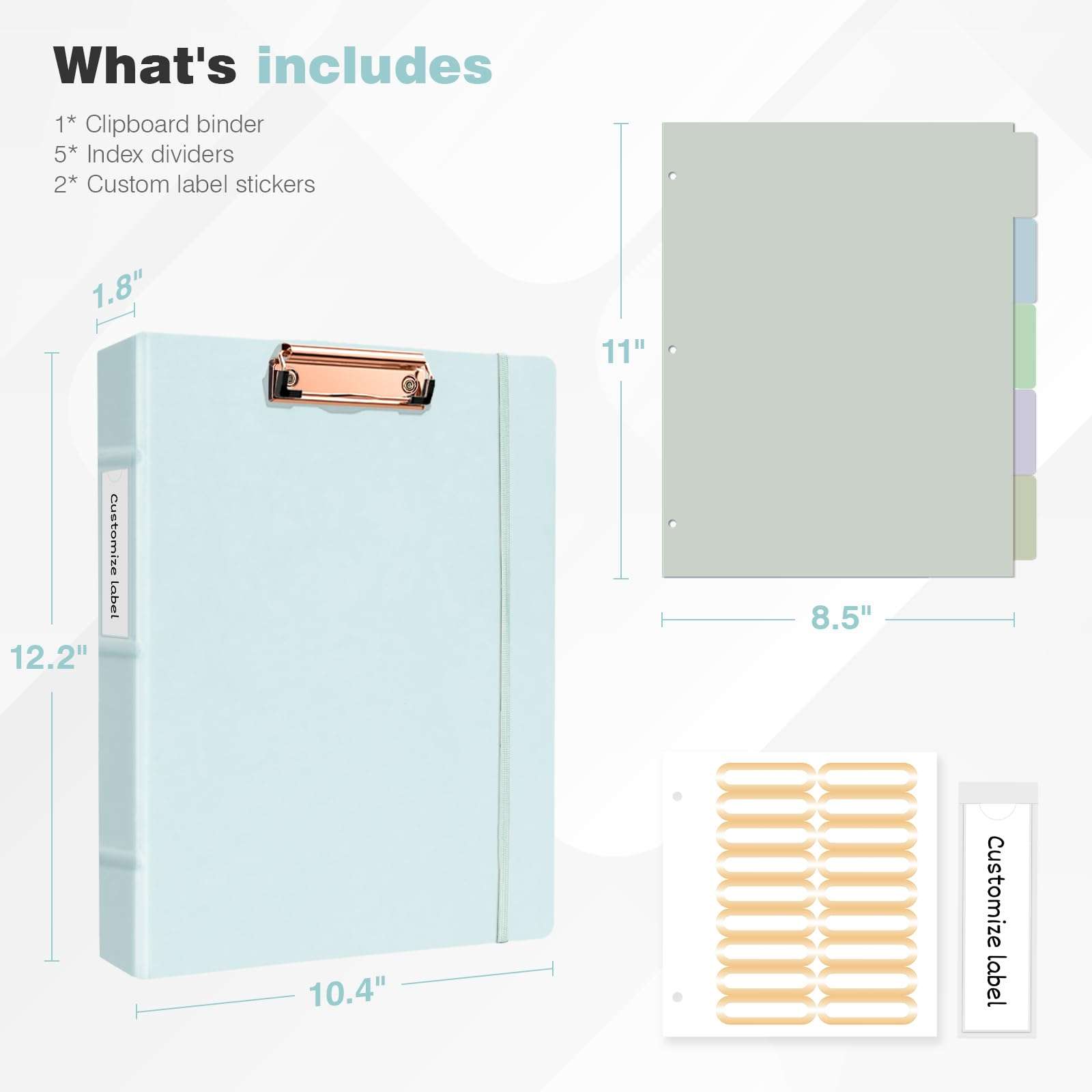 Ospelelf 3 Ring Binder 1 Inch Vintage Hardcover, Leather Organizer for Letter Size, Professional Clipboard with Dividers and Tabs, Blue 4